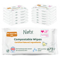 Naty Baby Wipes | 98% Water, Hypoallergenic & Natural for Sensitive Skin | Unscented, Plant-Based, Fragrance-Free | Plastic-Free & Compostable | Newborn & Toddler Diaper Wipes | 672 Count (12 Packs)