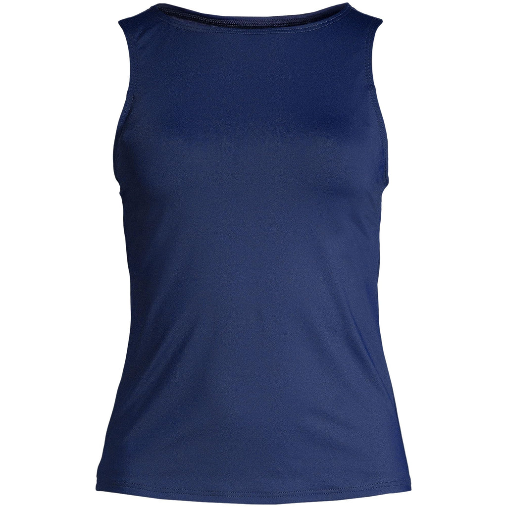 Lands' End Womens Chlorine Resistant High Neck Tankini Top Deep Sea Navy Regular 2