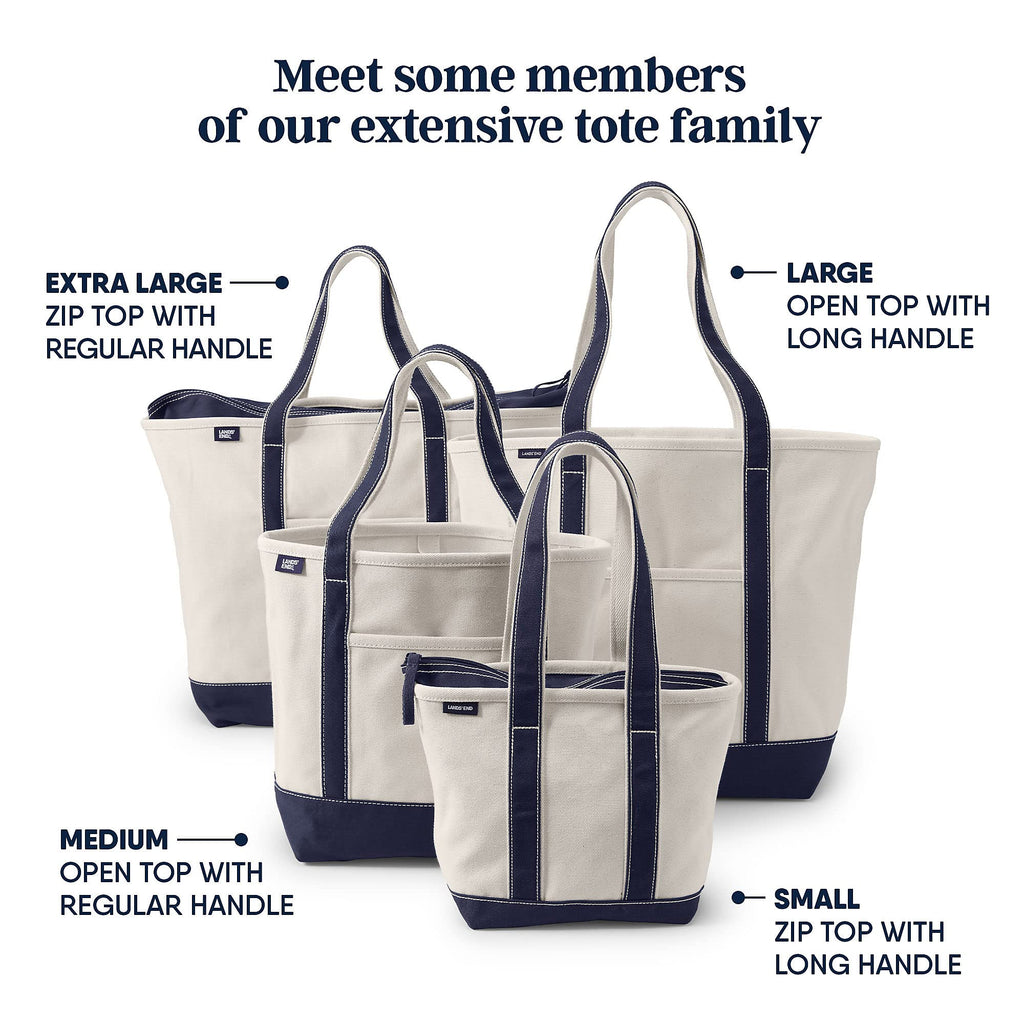 Lands' End Natural Open Top Canvas Tote Natural/heritage Red Medium Regular Handle