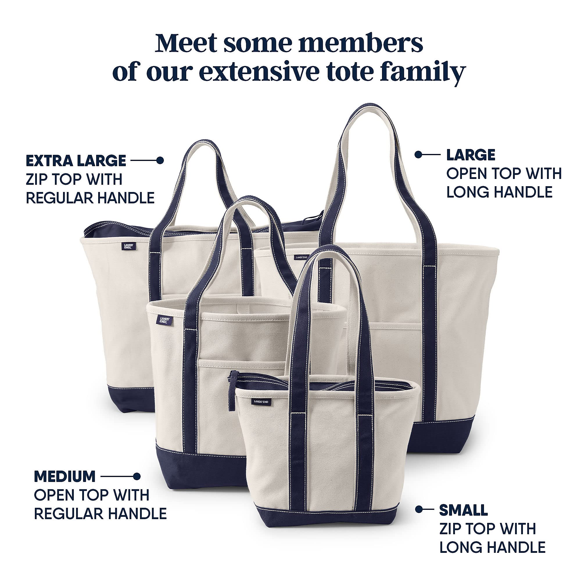 Lands' End Natural Open Top Canvas Tote Natural/heritage Red Medium Regular Handle