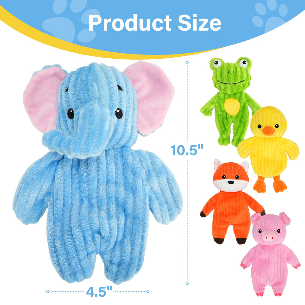 Prime Pets 5 Pack Plush Squeaky Dog Toys, No Stuffing Bodies, Crinkle Pet Toys for Small Medium Large Dogs, Puppy Chew Toy to Keep Them Busy