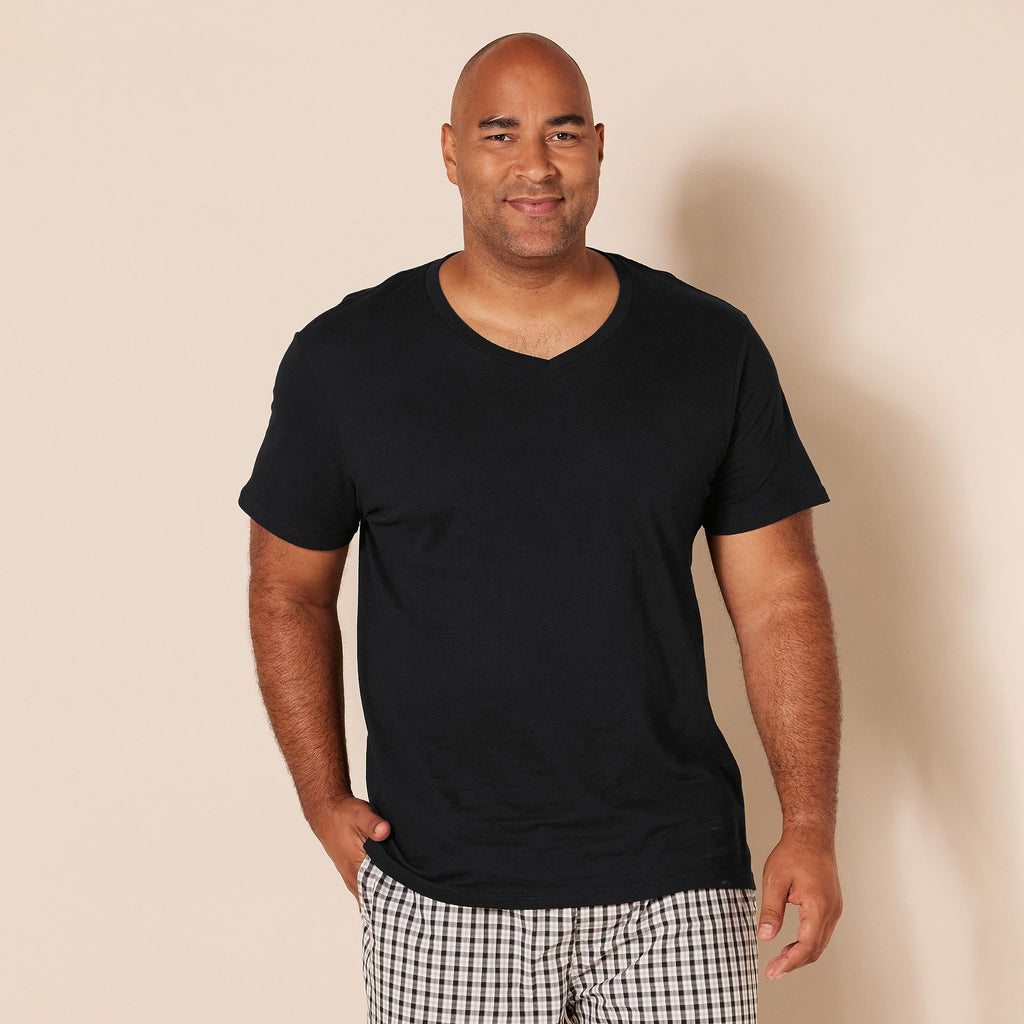 Amazon Essentials Men's V-Neck Undershirt, Breathable Cotton, Pack of 6, Black, X-Large