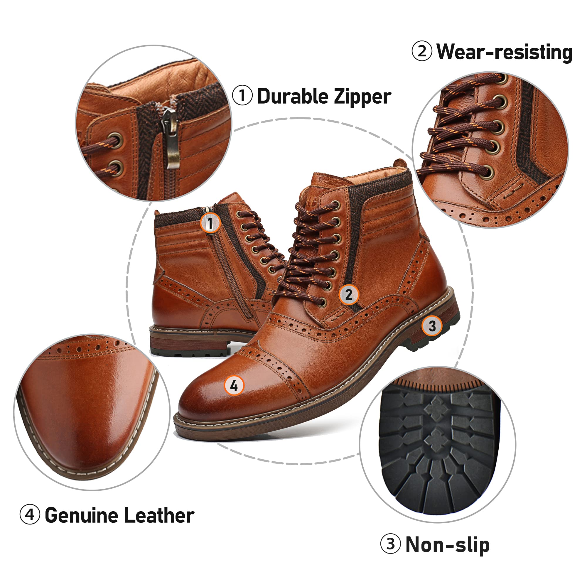 Arkbird Mens Chelsea Boots, Stylish and Comfort Leather Chukka Ankle Boots with Zipper (Brown 9)
