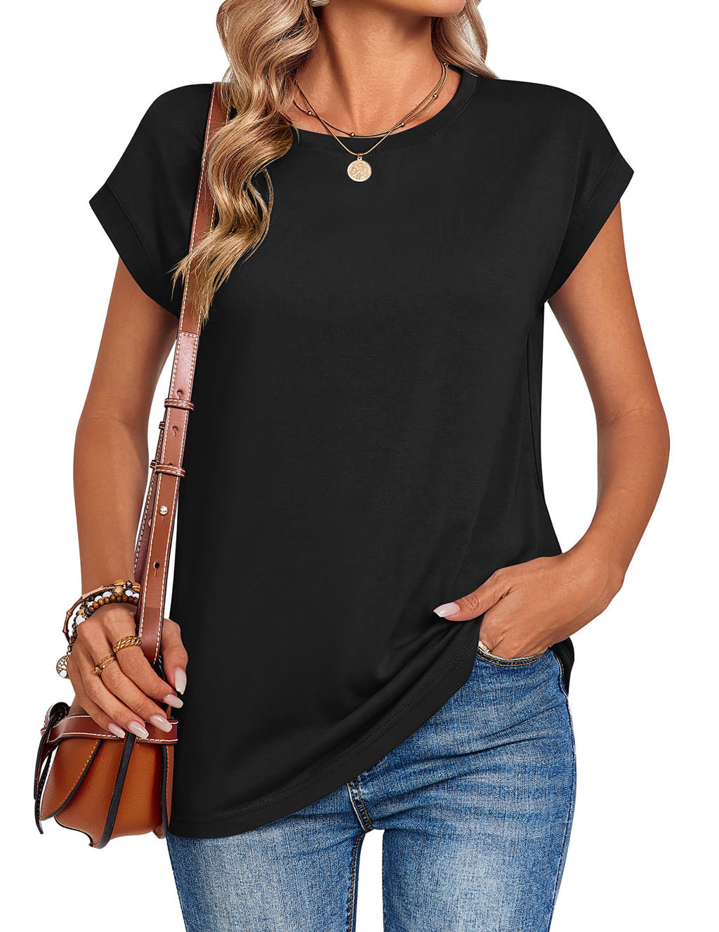 Zeagoo Womens Tops Summer Casual Dress Tshirts Shirts Business Dressy Spring Cute Outfits Trendy Clothes Black