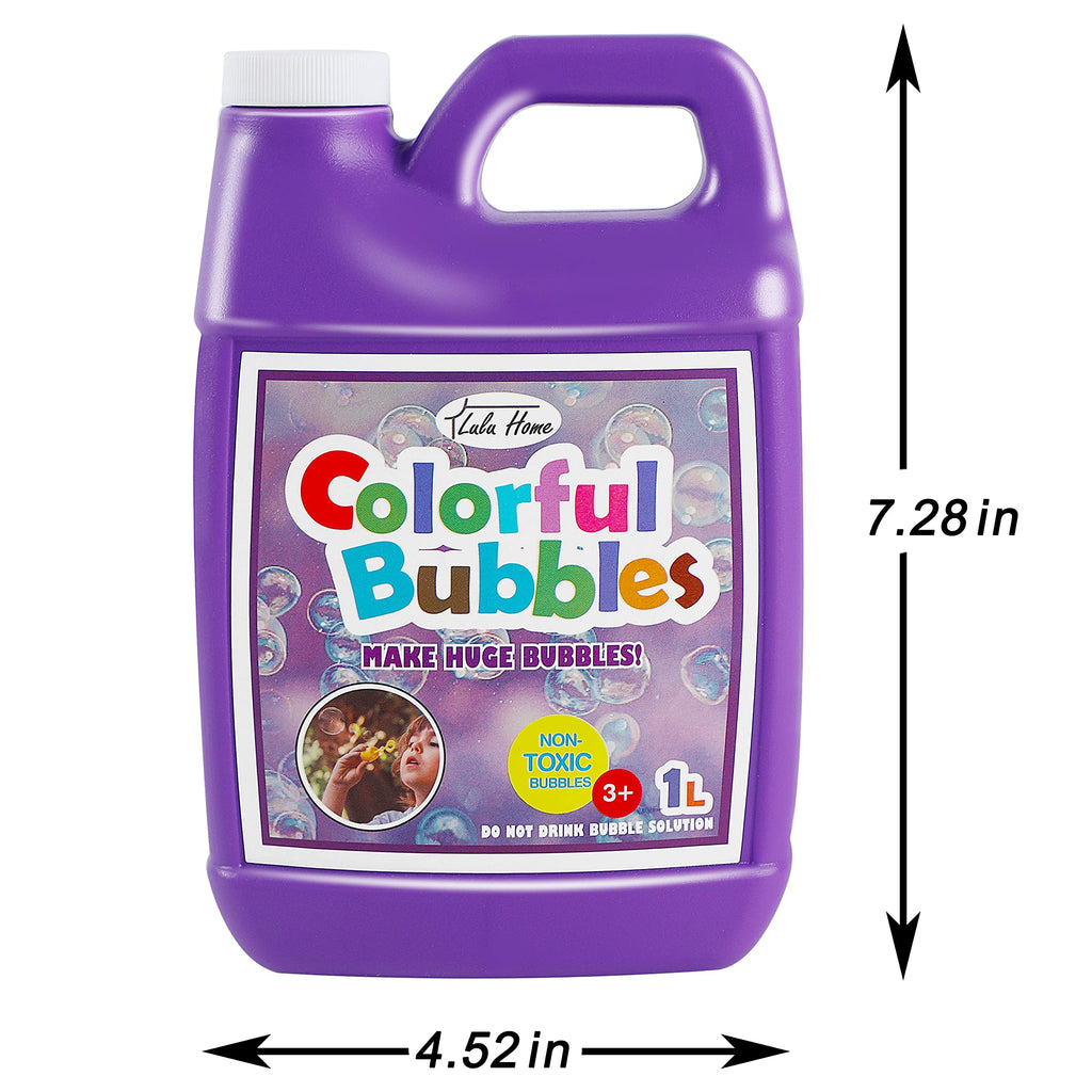 Lulu Home Bubble Concentrated Solution, 1 L/ 33.8 OZ Bubble Refill Solution for Kids Bubble Machine, Giant Bubble Wand, Bubble Blower Toys, Halloween Party Favors (Purple)
