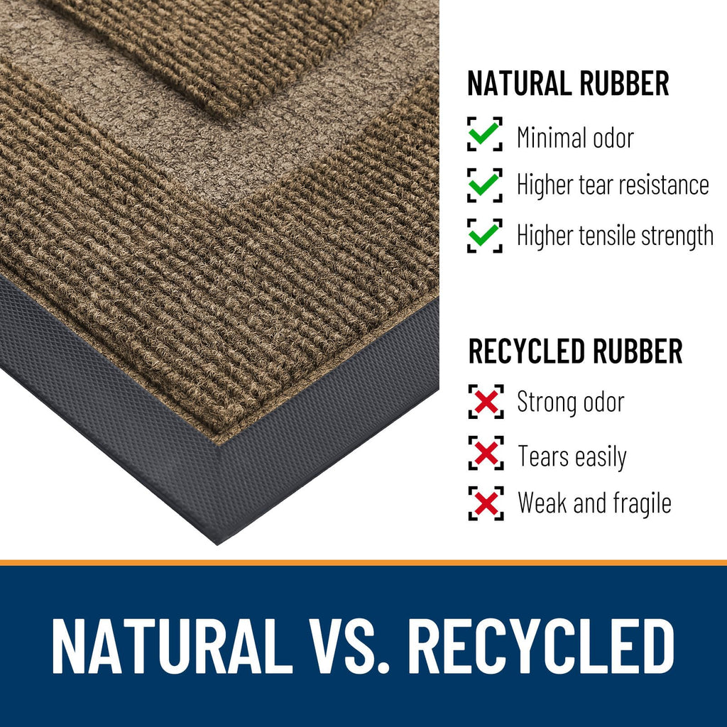 OLANLY Half Circle Door Mat Indoor Outdoor Entrance Welcome, Waterproof All-Season, All-Weather Doormat, Sturdy Natural Rubber, Low Profile, Easy Clean Patio Porch Entryway Mat, 47x32, Brown