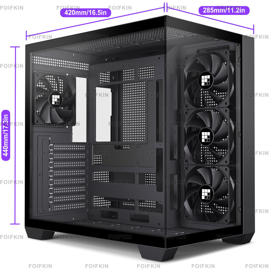 FOIFKIN F300 (2025) PC Case - Pre-Installed 4 No RGB Fan, ATX Mid-Tower Gaming PC Case, 270° Panoramic Glass with Type-C, FOIFKIN (Black)