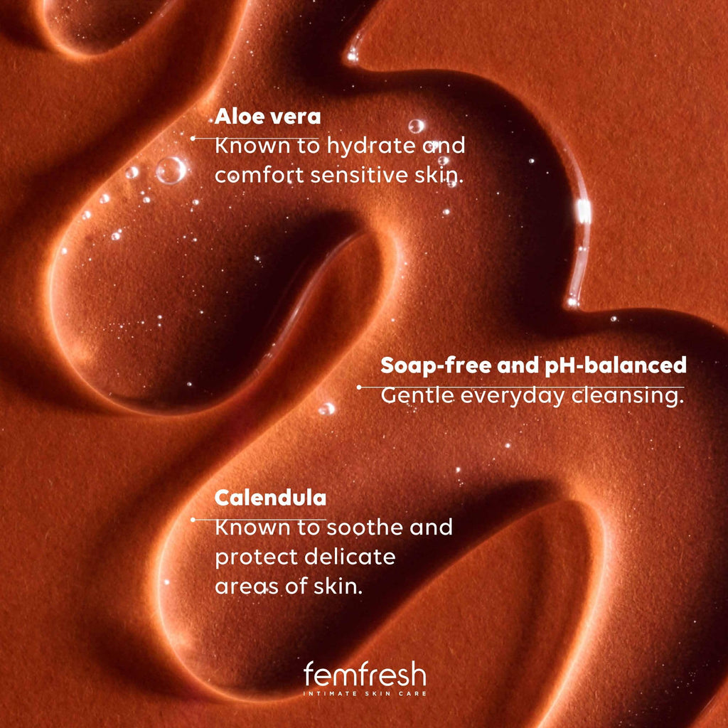 Femfresh Daily Intimate Wash, Feminine Hygiene Shower & Bath Gel Cleanser, pH Balanced, Soap Free Feminine Wash with Aloe Vera & Calendula, Hypoallergenic, 250ml