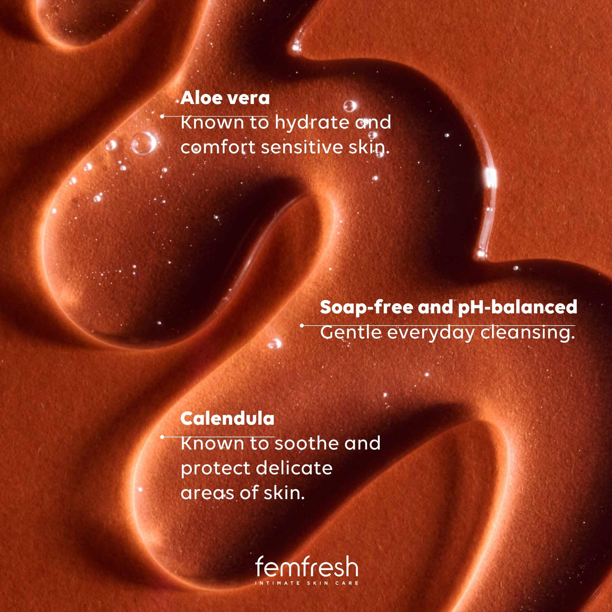 Femfresh Daily Intimate Wash, Feminine Hygiene Shower & Bath Gel Cleanser, pH Balanced, Soap Free Feminine Wash with Aloe Vera & Calendula, Hypoallergenic, 250ml