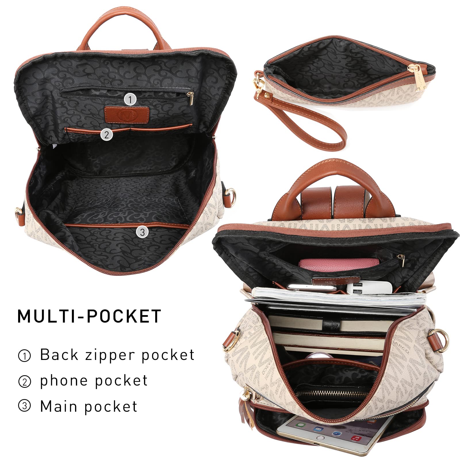 MKP COLLECTION Women Fashion Backpack Purse Convertible Large Rucksack Versatile Travel Shoulder Bags Handbag Set with Tassel