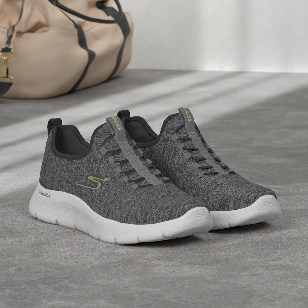 Skechers mens Gowalk Flex - Athletic Slip-on Casual Walking Shoes With Air Cooled Foam Sneaker, Grey/Lime 2, 9.5 US