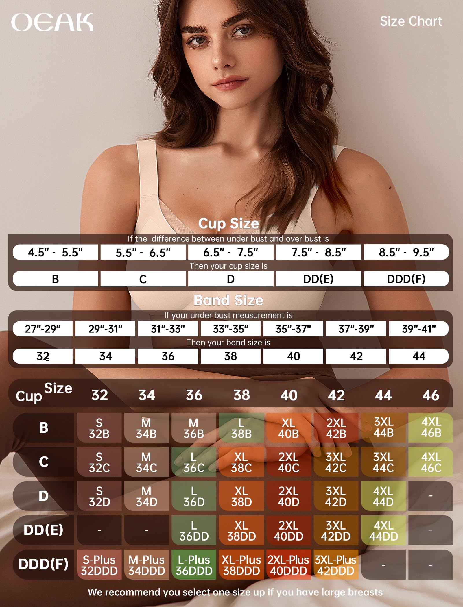 OEAK Womens Wireless Jelly Bras V Mesh Comfortable Bralette Supportive Tshirt Bra No Underwire Seamless Push Up Everyday Bras Nude L