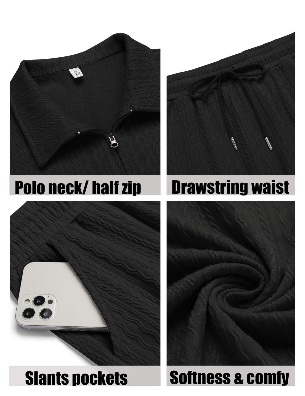 COOFANDY Men's 2 Pieces Outfits Casual Quarter Zip Polo Shirt and Shorts Set Athletic Jogging Summer Tracksuit