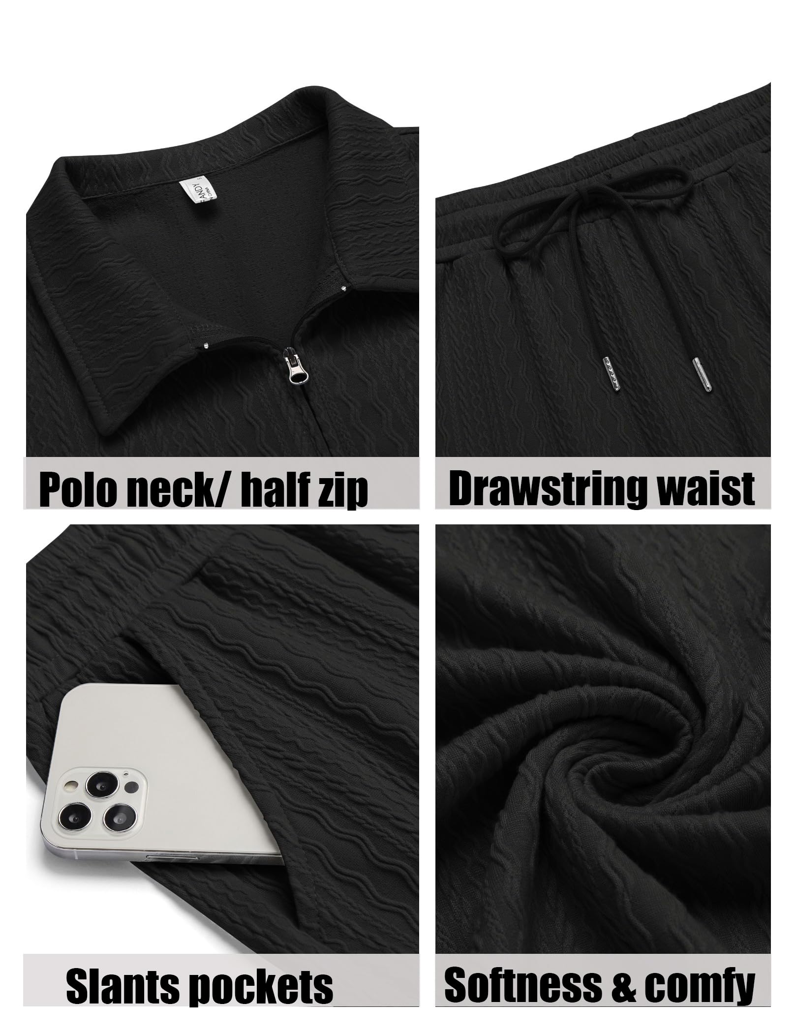 COOFANDY Men's 2 Pieces Outfits Casual Quarter Zip Polo Shirt and Shorts Set Athletic Jogging Summer Tracksuit