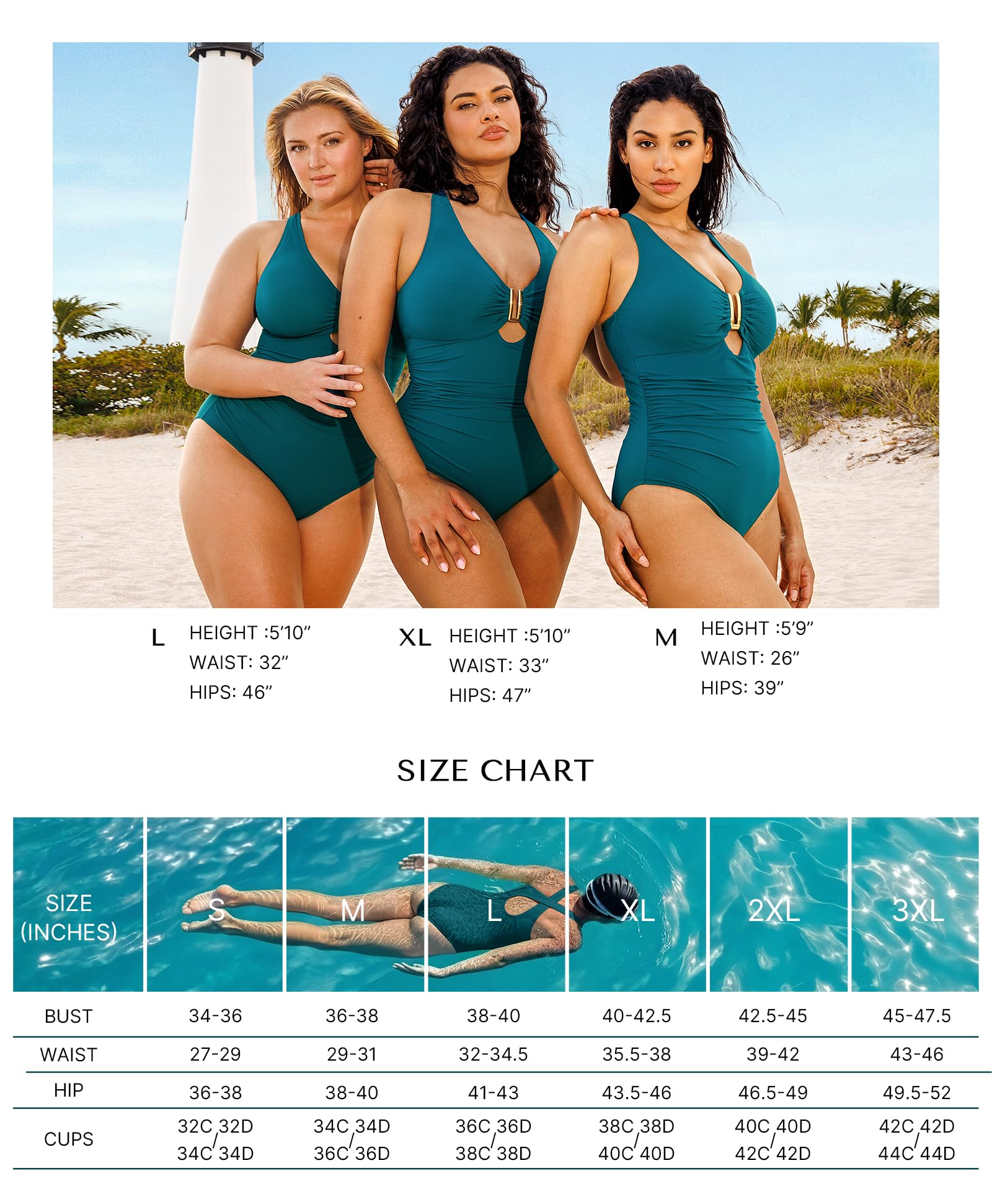 SHAPELLX Bathing Suit for Women Tummy Control Swimsuits One Piece Shapewear Swimsuits Women Ruched Swimwear Green L