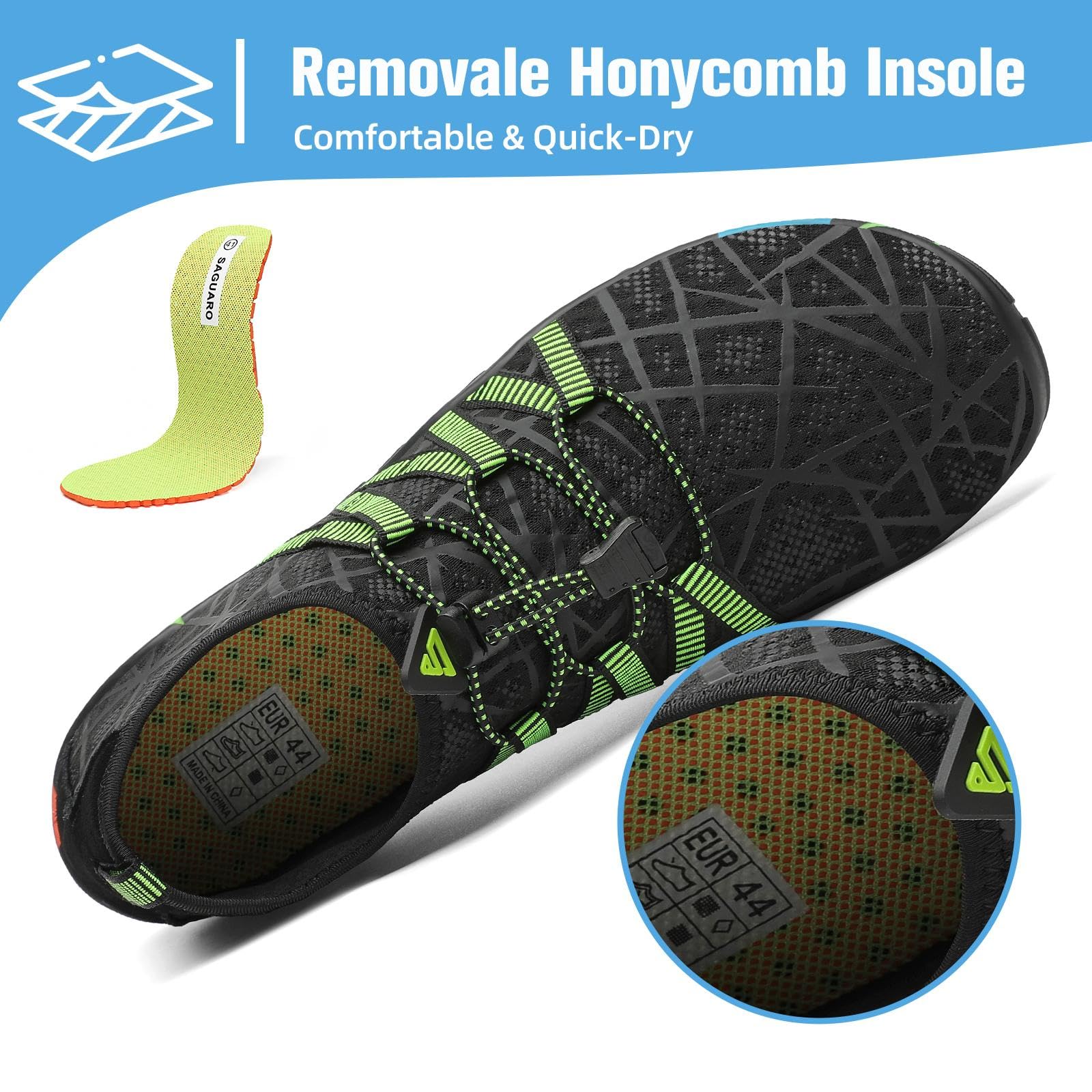 Mishansha Water Shoes for Women Men, Quick-Dry Barefoot Swim Shoes with Drainage Holes, Lightweight Aqua Shoe for Beach Pool River Boating Yoga Walking 11.5 Women/10 Men Eerie Black