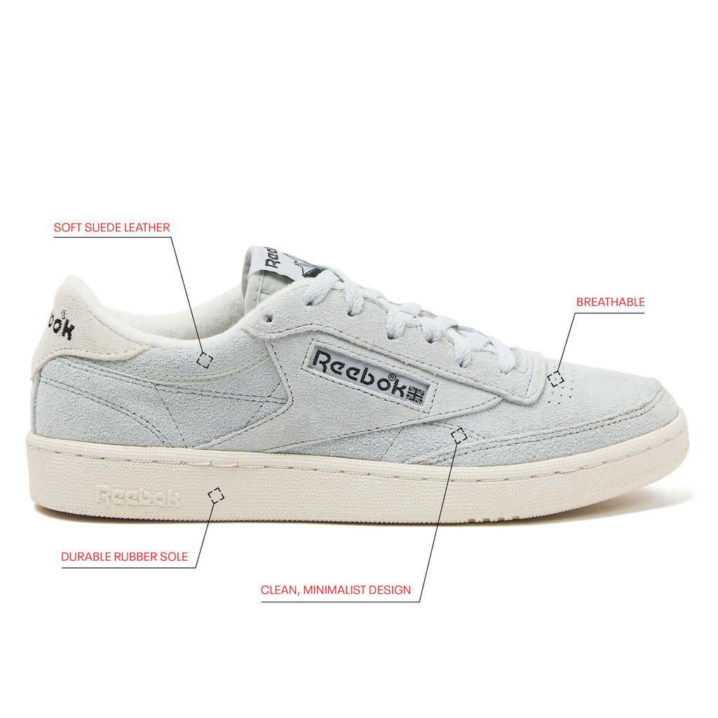 Reebok Mens Club C 85 Vintage Tennis Sneakers for Men, Simple Grey/Chalk/Black, 9.5
