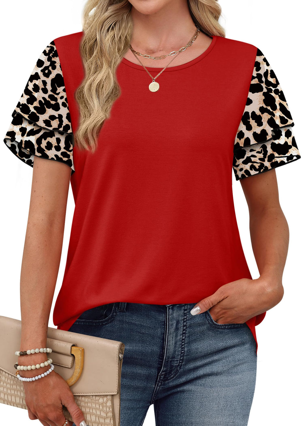 Summer Tops for Women Trendy Short Sleeve Shirts Spring Tops Summer t Shirts Valentines Day Outfit Spring Break Clothes Beach Vacation Clothes Travel Outfits M