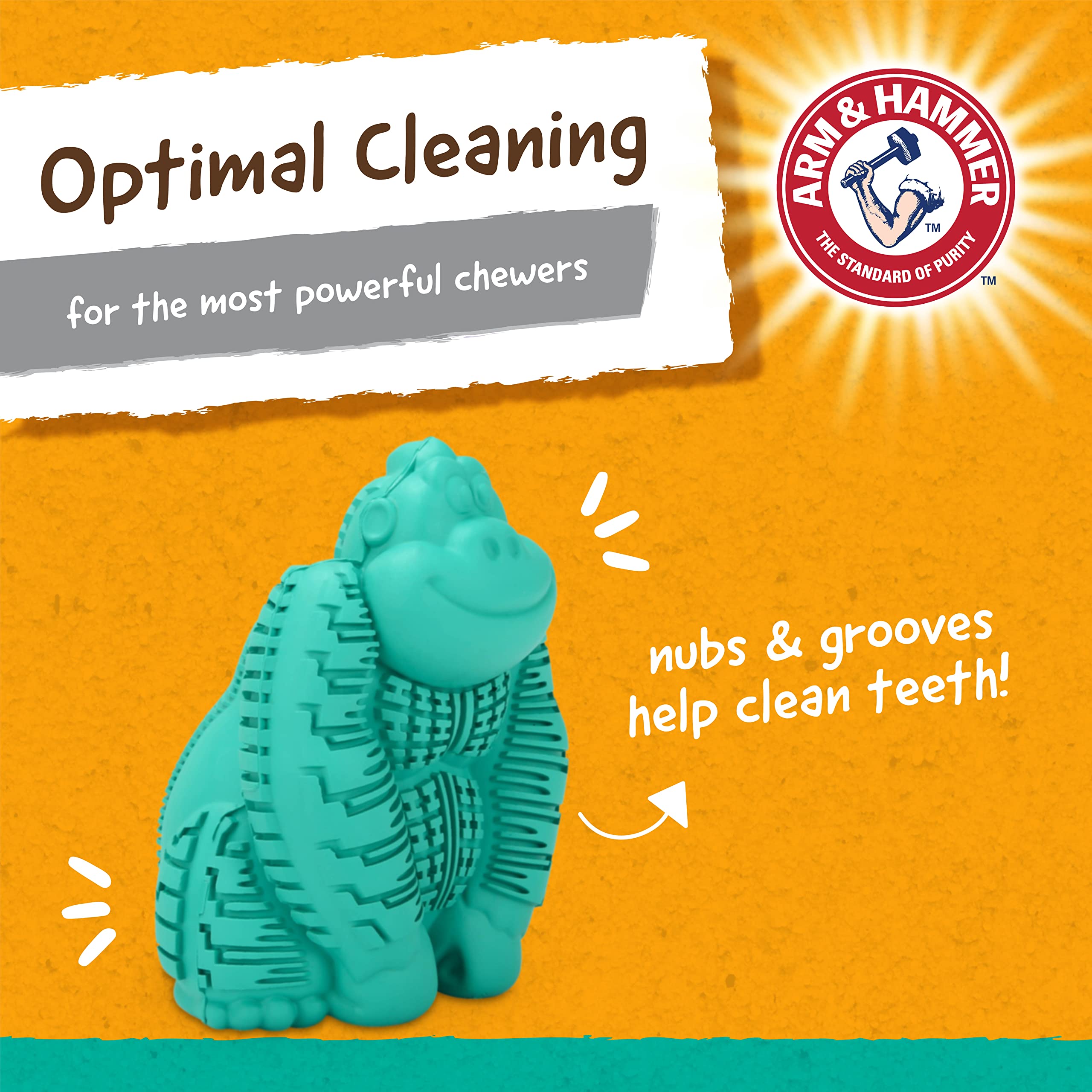 Arm & Hammer for Pets Super Treadz Gorilla Dental Chew Toy for Dogs - Dog Dental Toys Reduce Plaque & Tartar Buildup Without Brushing - Safe for Dogs up to 35 Lbs