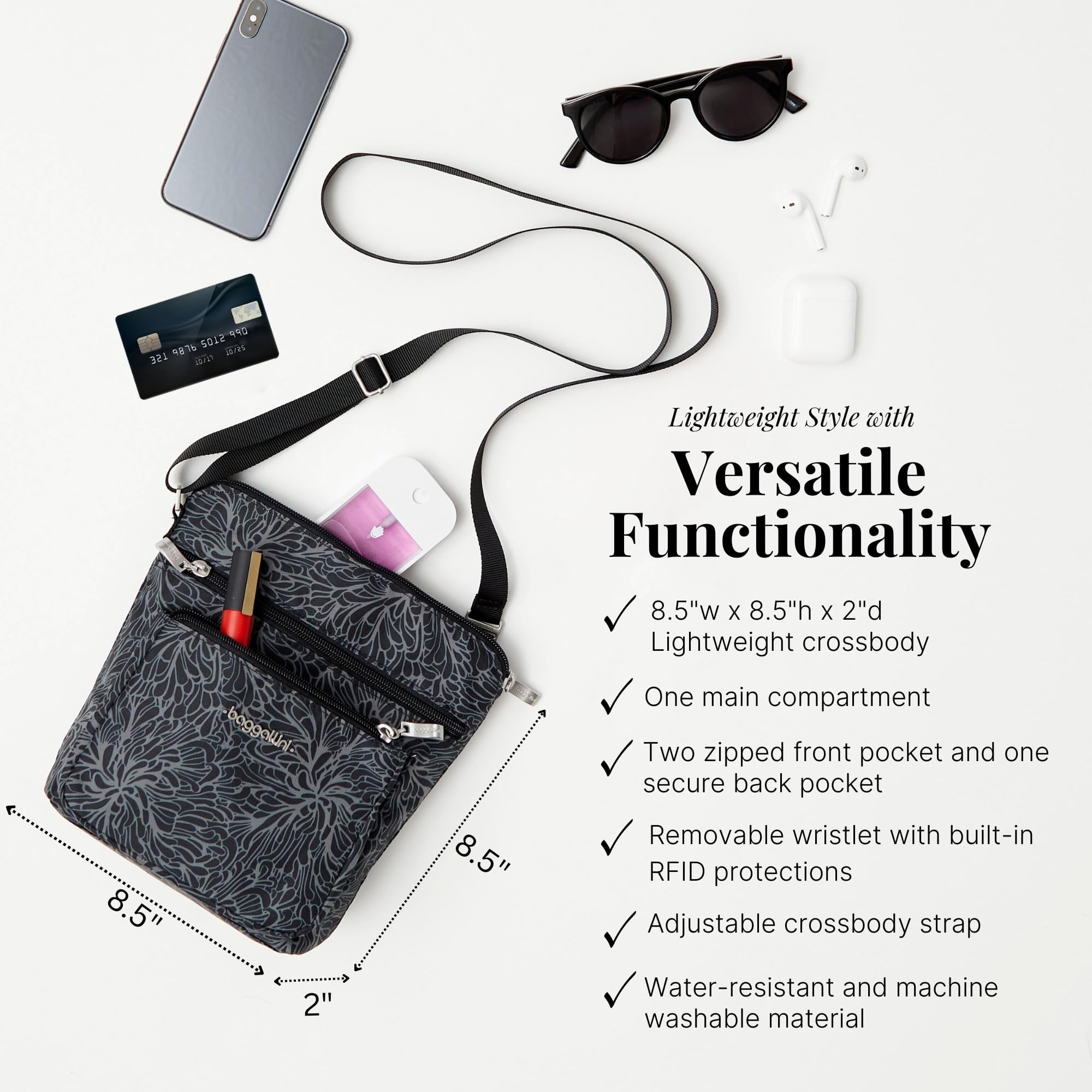 Baggallini womens Pocket With Rfid Crossbody Bags, Apple, One Size US