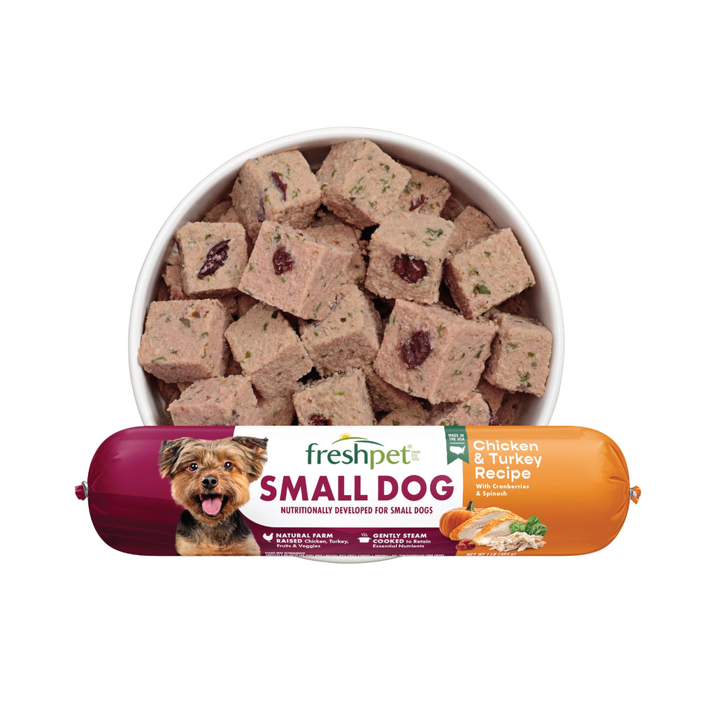 Freshpet Fresh Dog Food, Slice & Serve Roll, Small Dog Grain Free Chicken & Turkey Recipe, 1 lb.