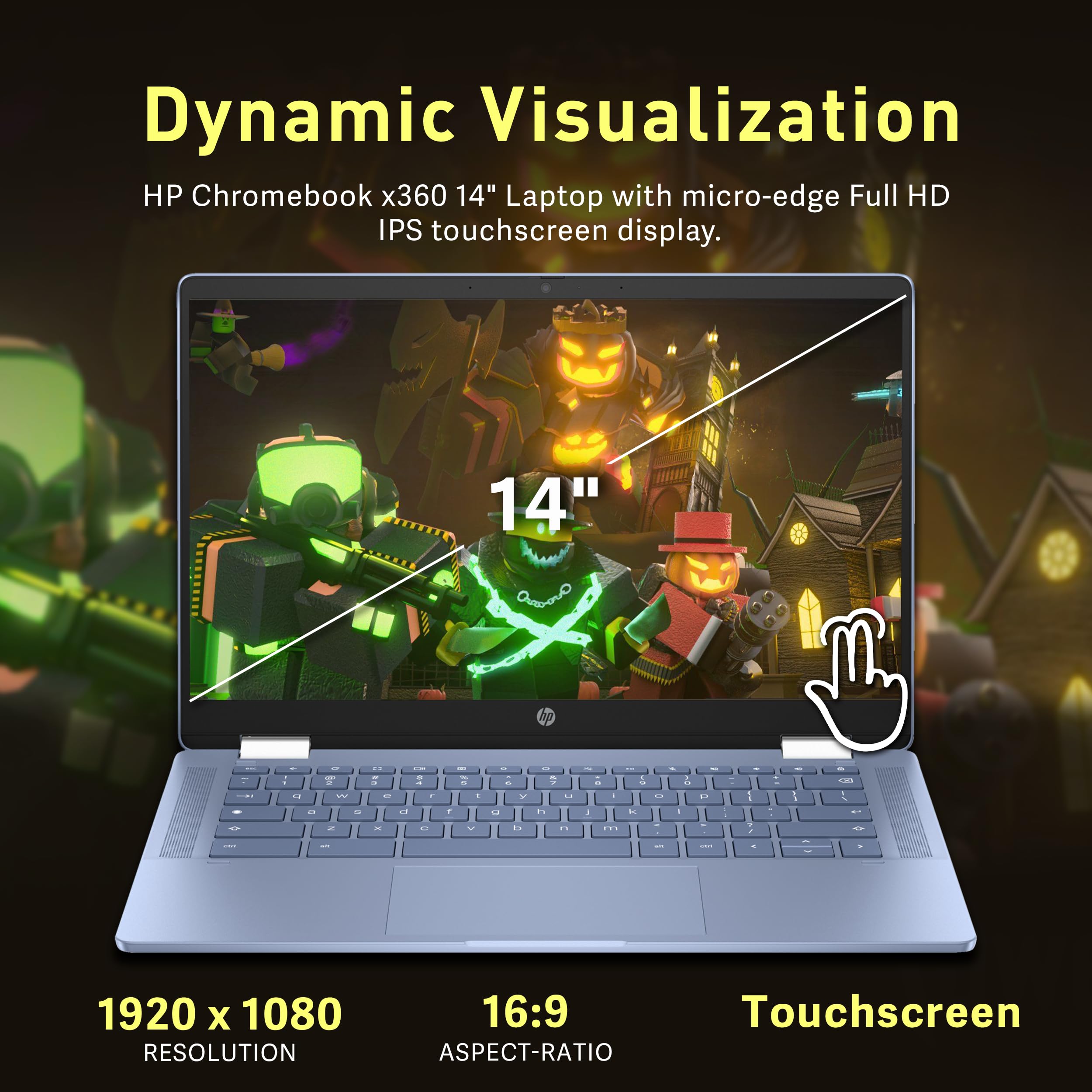 HP Chromebook x360 14" FHD Touchscreen Laptop, Intel Processor N100, 4GB RAM, 224GB Storage(64GB eMMC+160GB Docking Station Set), Intel UHD Graphics, 720p HD Camera, Wi-Fi 6, Chrome OS, Sky Blue