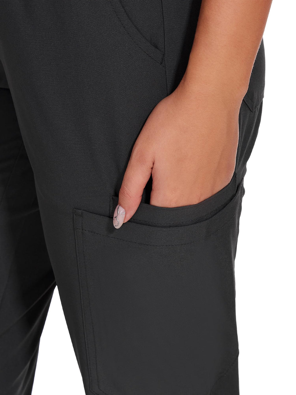 COZYFIT Scrubs for Women - V-Neck Top & Cargo Pants Scrubs Set with 10 Pockets - Dark Grey, XS