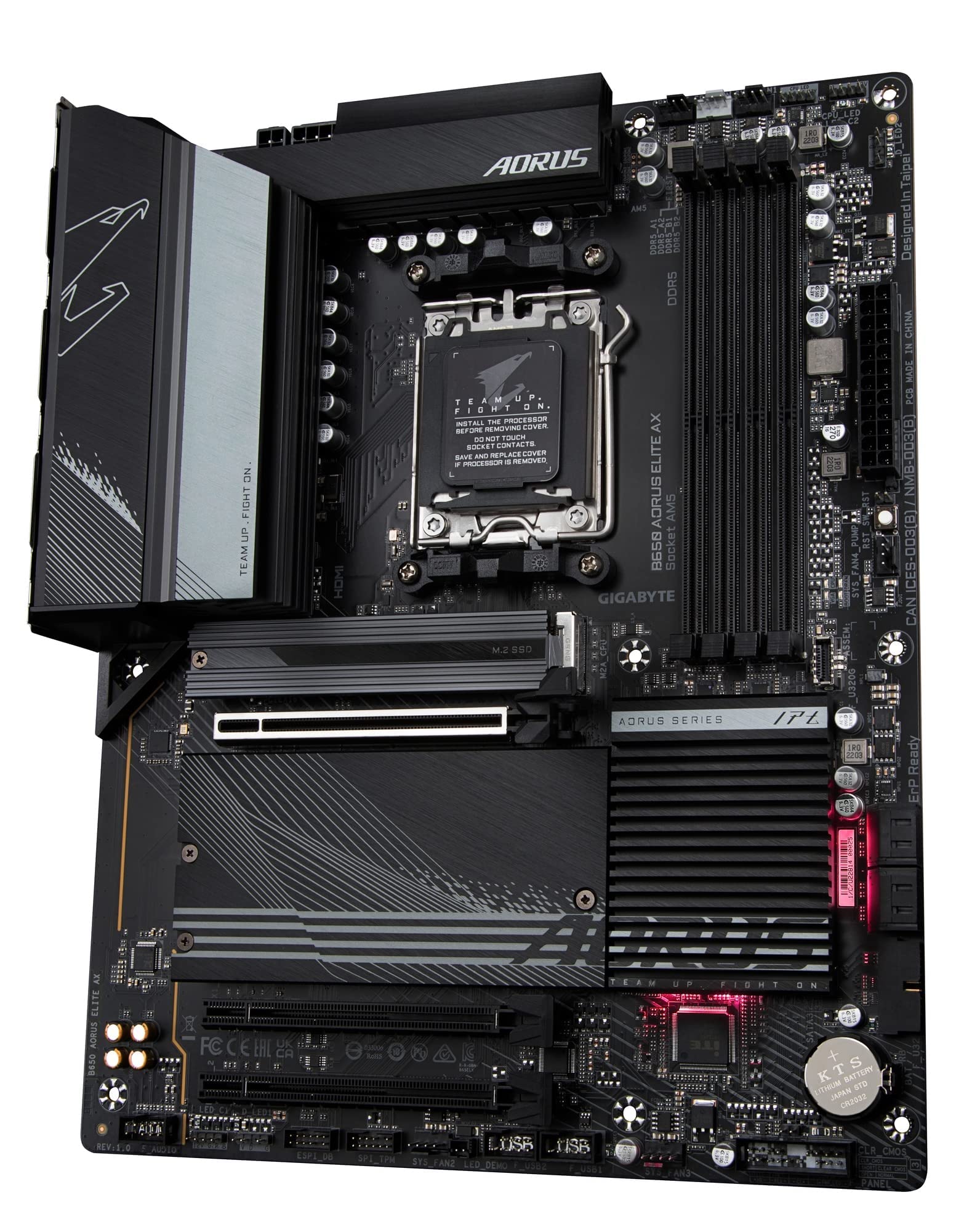 GIGABYTE B650 AORUS Elite AX AMD AM5 ATX Motherboard, Support Ryzen 9000/8000/7000 Series, DDR5, 14+2+1 Power Phase, PCIe 5.0 M.2, USB-C 3.2 Gen 2, WIFI6E, 2.5GbE, EZ-Latch, Q-Flash, RGB Fusion
