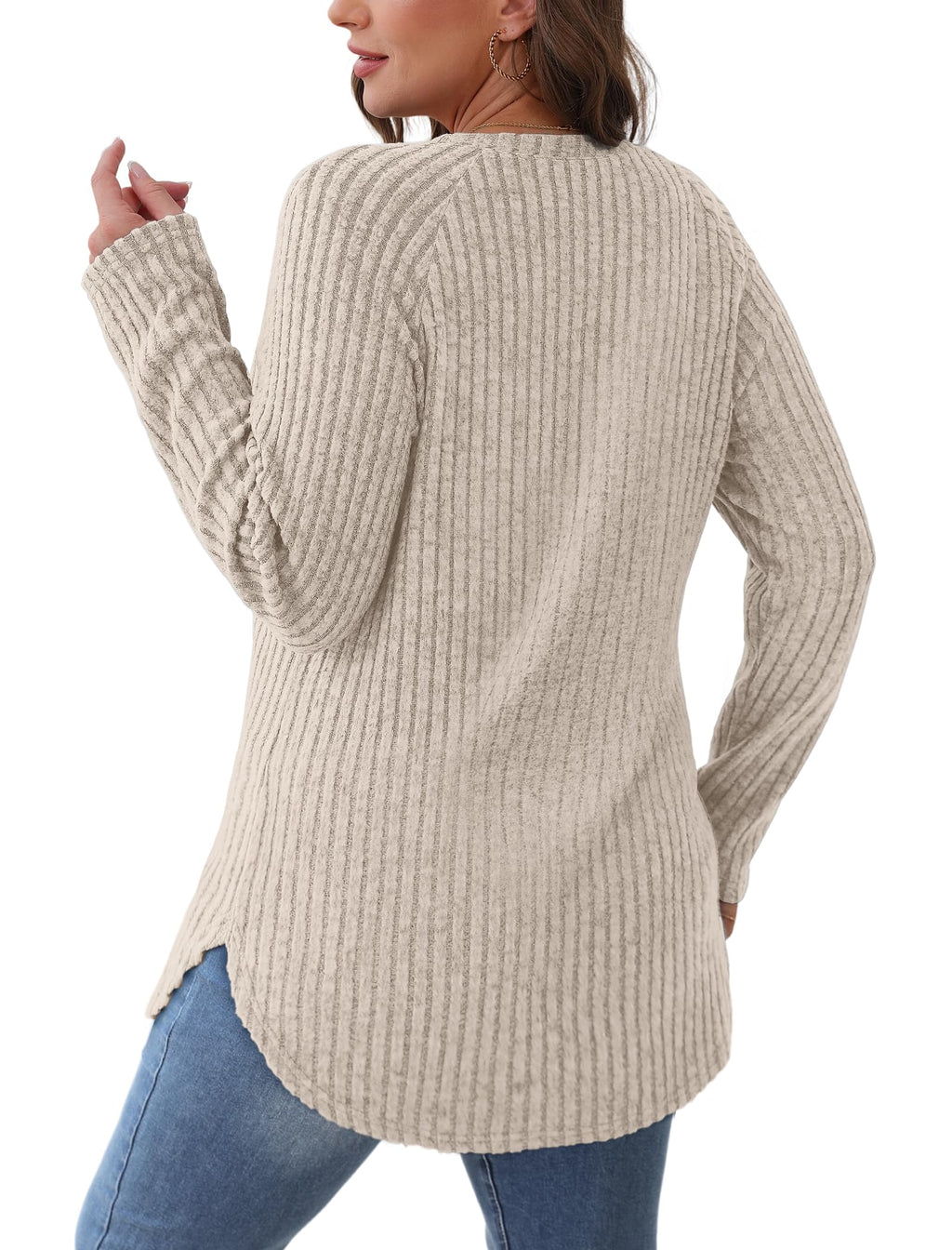 Saloogoe Womens Fall Fashion 2025 Tunic Shirts for Women Dressy Casual Long Sleeve Top Trendy Outfits Fall Must Haves Cream M