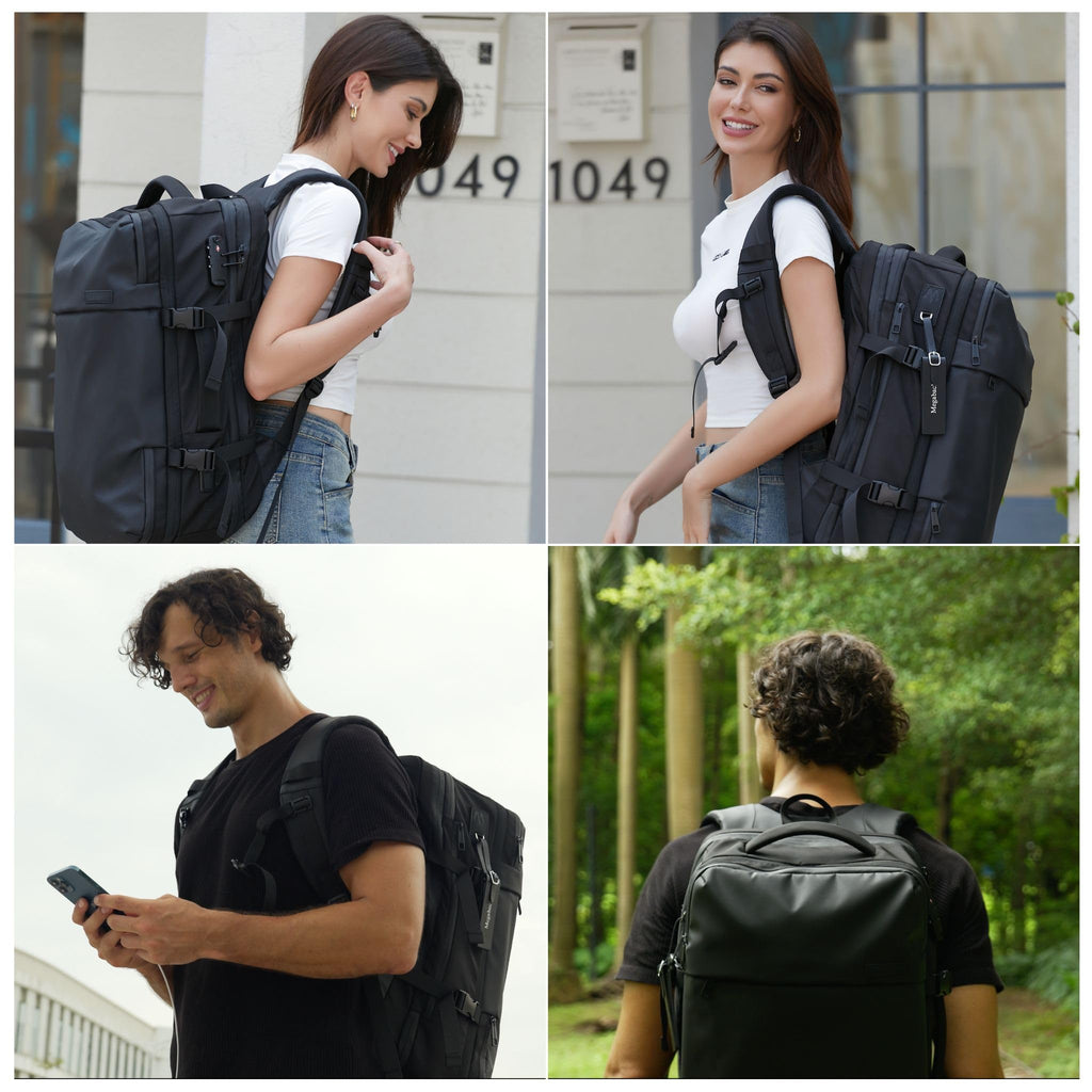 MEGABACK Vacuum Travel Backpack, 70L Expandable Air Vacuum Backpack for Travel, Vacpack Travel Vacuum Bags with Pump, TSA Lock, USB Charging Port, Waterproof