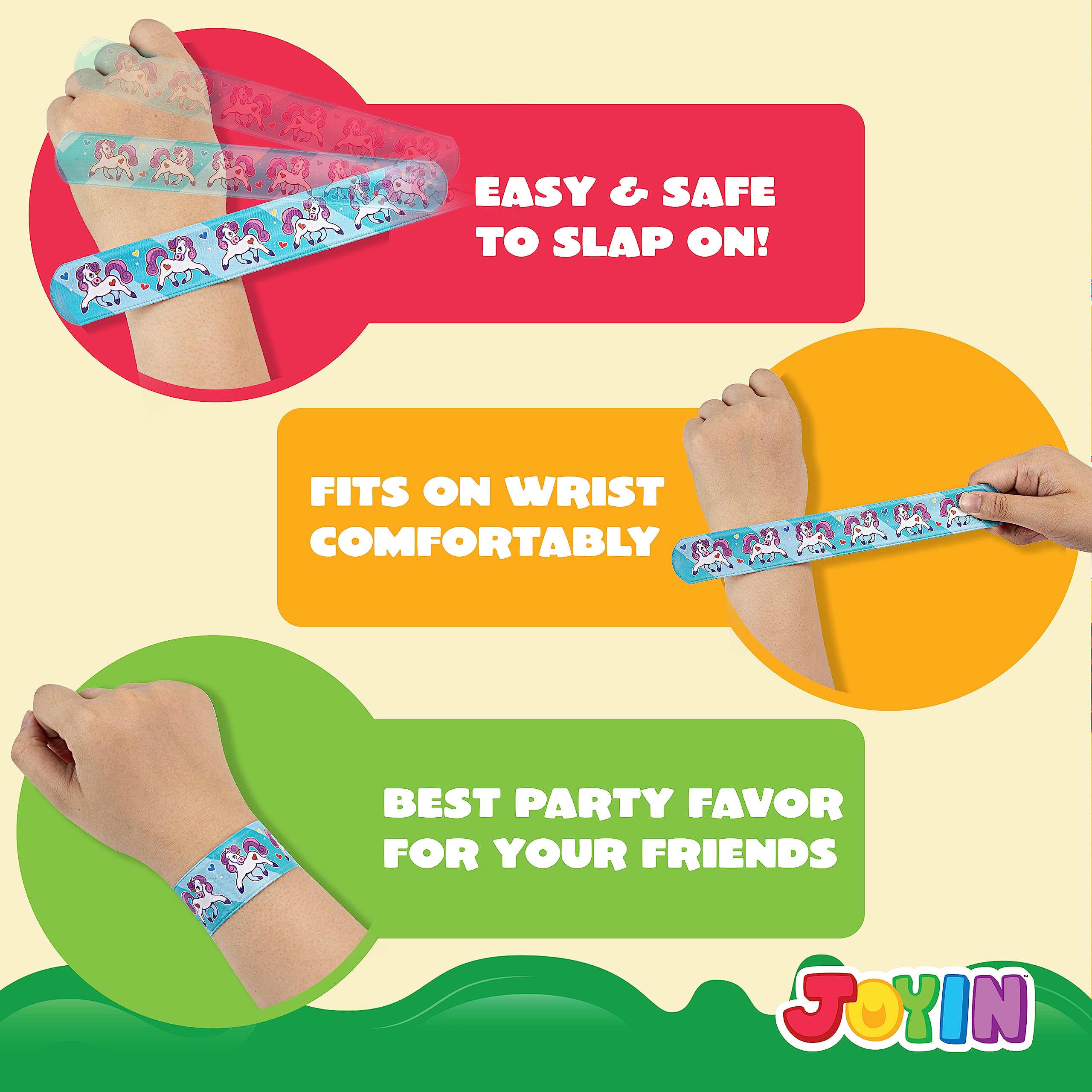 JOYIN 144 Pcs Slap Bracelets for Kids, Bulk Wristbands with Animals, Friendship, Heart, Party Favors, Classroom Prizes Birthday Exchanging Gifts,Goodies Bag Stuffers Fillers