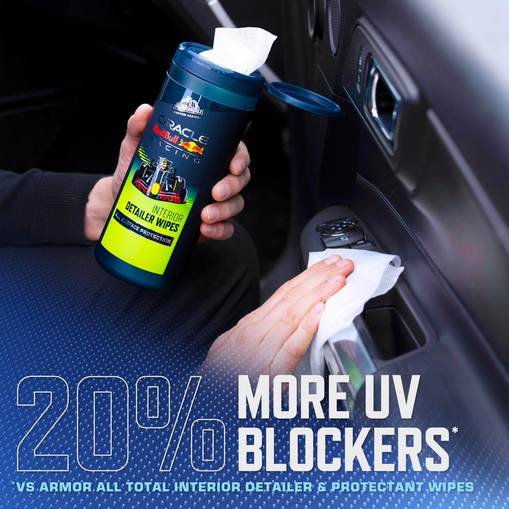 Armor All Podium Series Car Interior Detailer Wipes, Large Car Cleaner Wipes with UVA and UVB Protection, Developed With Oracle Red Bull Racing, 25 Count