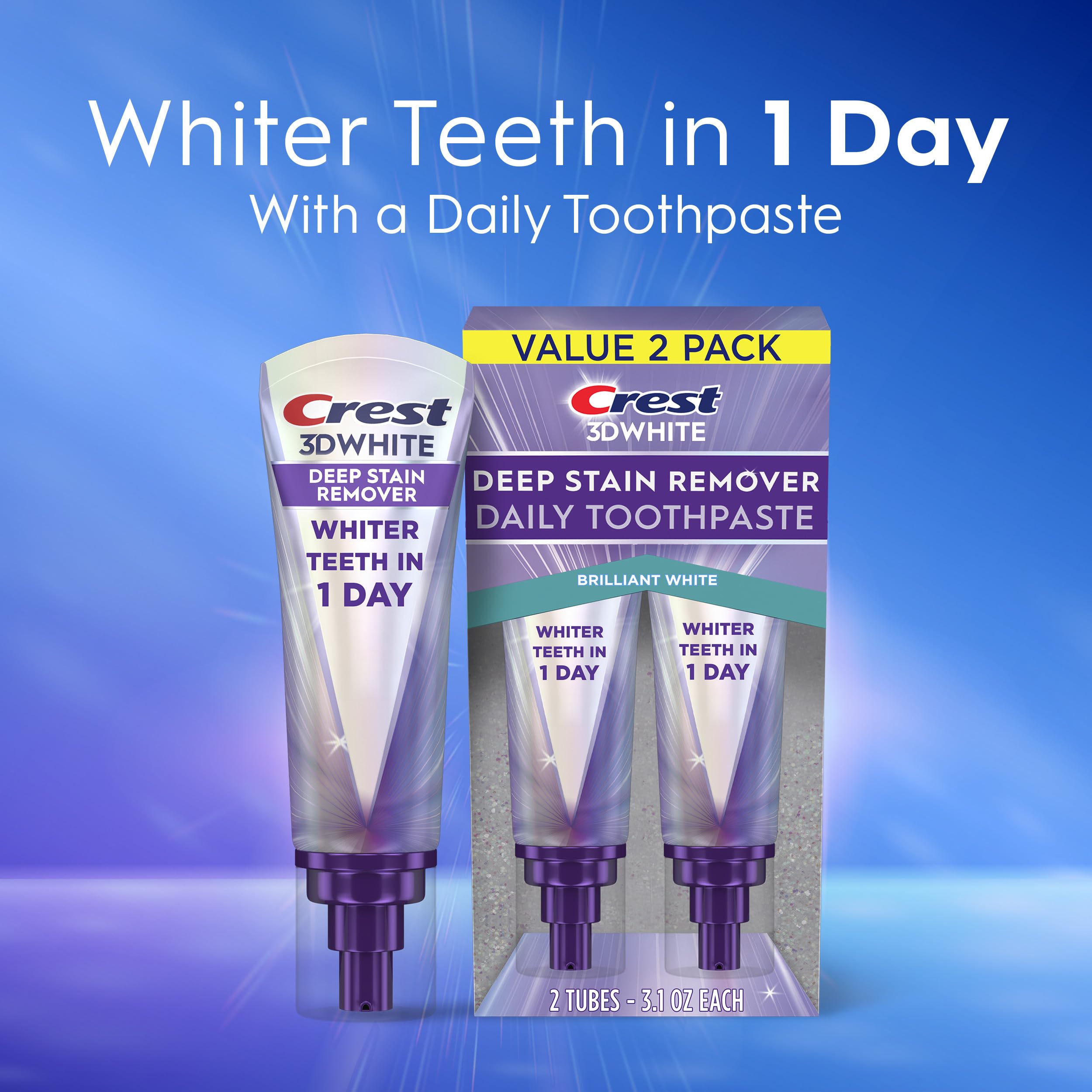 Crest 3DWhite Brilliance Deep Stain Remover Brilliant White Toothpaste - 3.1oz/2pk