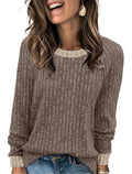 WIHOLL Sweaters for Women Winter Clothing Long Sleeve Shirts For Womens Top Boho Business Casual Outfits Fall 2025 2026 Chocolate Brown Plus Size Spring Clothes Lightweight Cute Trendy