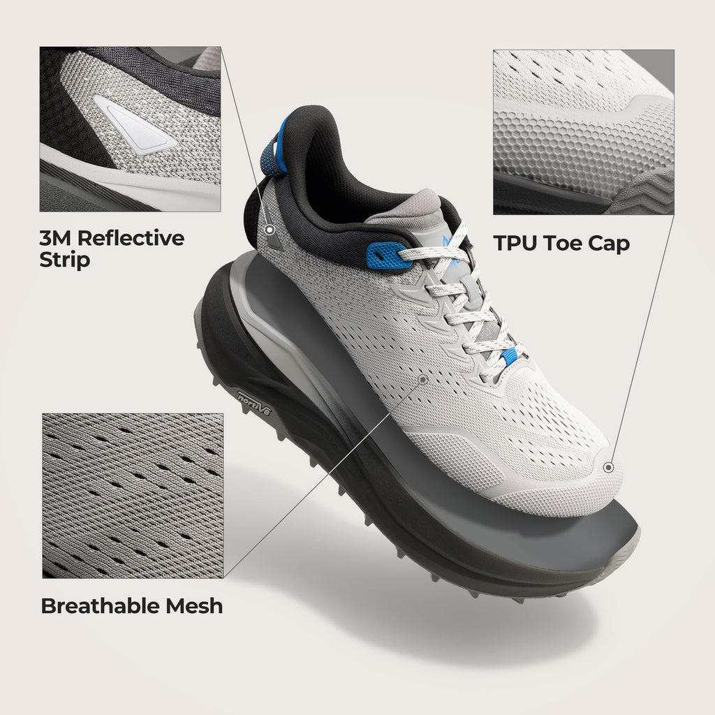 NORTIV 8 Men's Wide Toe Box Trail Running Shoes Cushion Walking Barefoot Tennis Workout Gym Cross Training Shoe Fashion Sneakers Whitney,Size 13,Black/Light Grey,SNRS25001M
