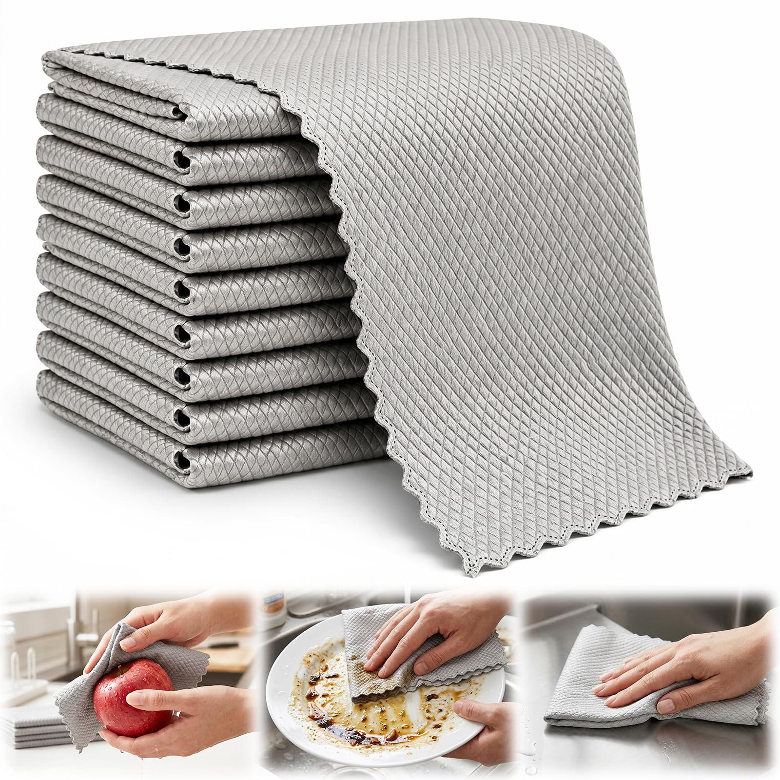 10Pcs Cloths, Wire Mesh Cleaning Cloth,Multipurpose Silver Mesh Dishcloth,Reusable Non Scratch Wire Dishcloth for Kitchen Dishes, Sinkss