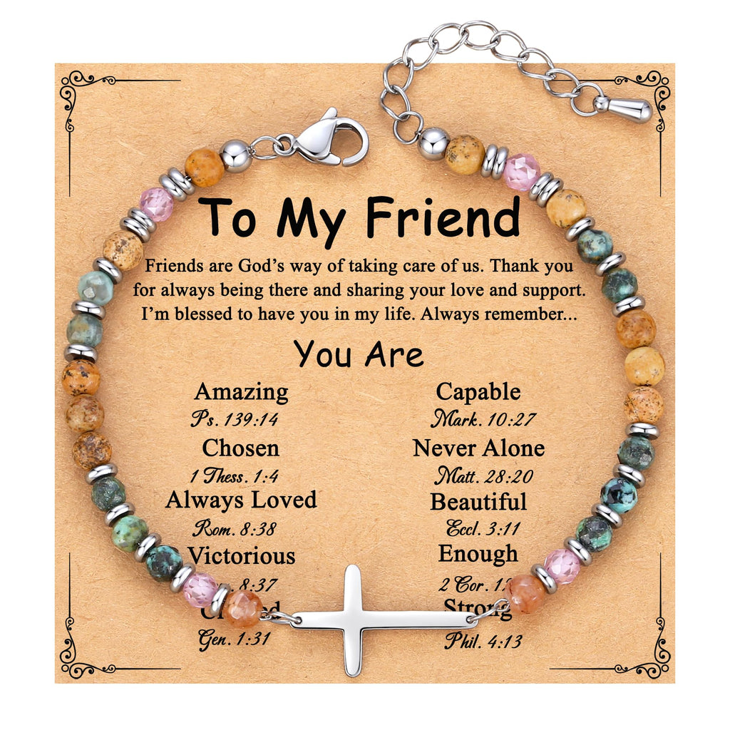 TONY & SANDY Best Friend Friendship Gifts for Women, Mothers Day Graduation Gifts for Friends, Cross Bracelet Christian Jewelry, Best Friend Birthday Gift Woman Friendship Confirmation Teen