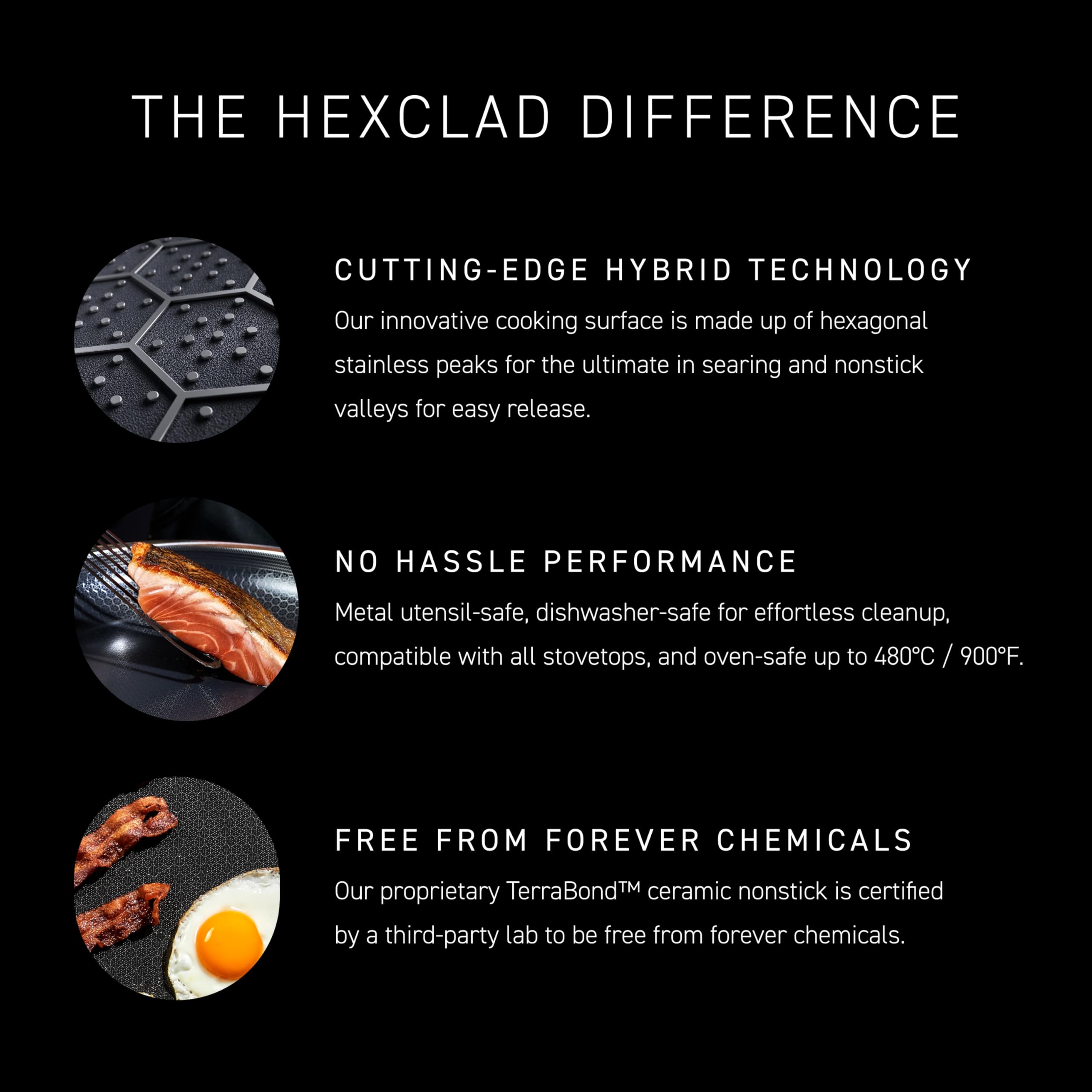 HexClad Hybrid Nonstick 6-Piece Pot Set with 2 Silicone Trivets, 2, 3, and 8-Quart Pots with Tempered Glass Lids, Stay-Cool Handles, Dishwasher-Friendly, Induction Ready, Compatible with All Cooktops