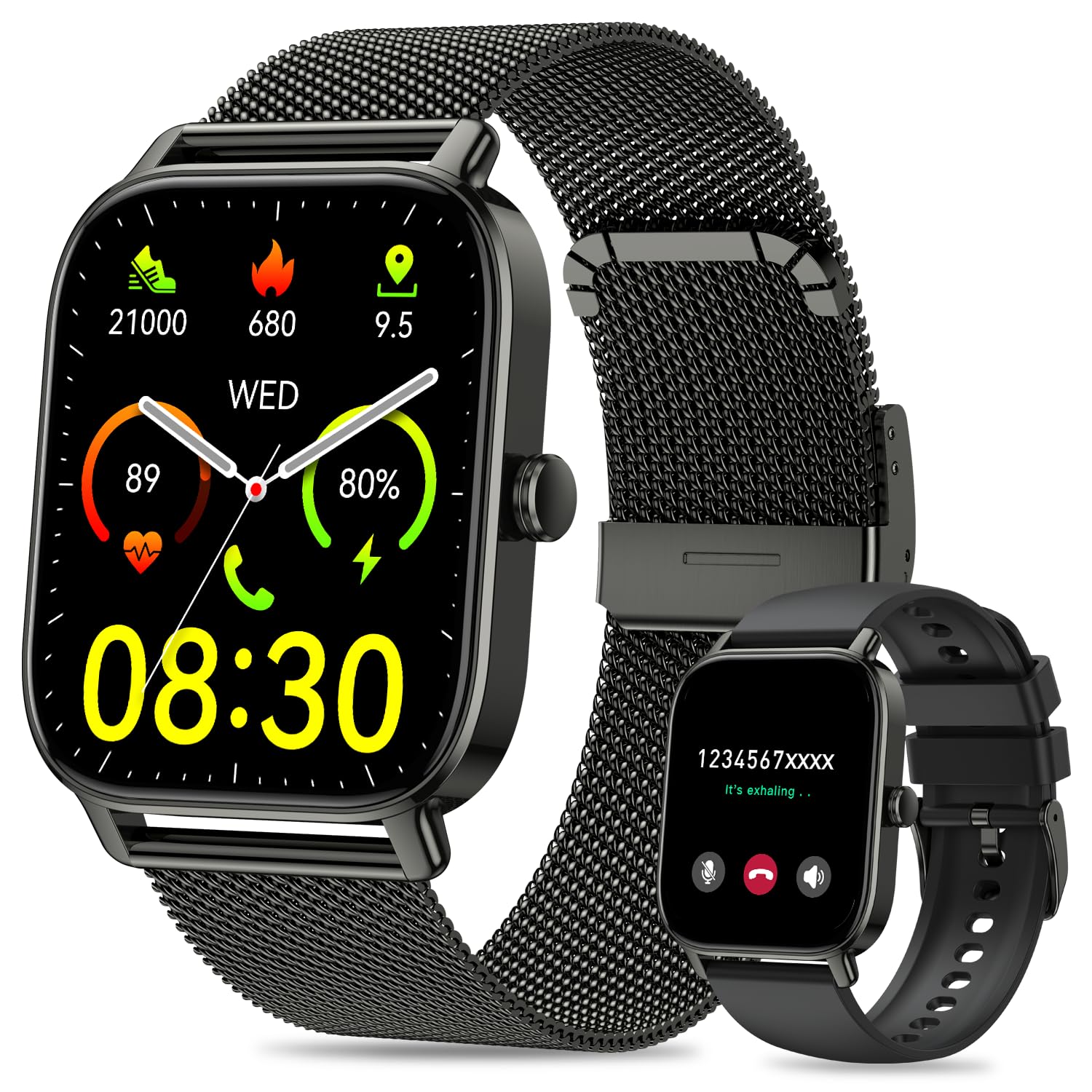 Smart Watch for Men Women Fitness: Waterproof Make Answer Call Running Smartwatch for Android Phone iPhone Samsung Compatible Digital Mens Watches SpO2 Sleep Heart Rate Monitor Step Pedometer Tracker
