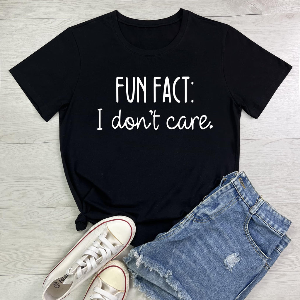 BLACKOO Women Cute T Shirt Fun Fact Graphic Tees Black Large