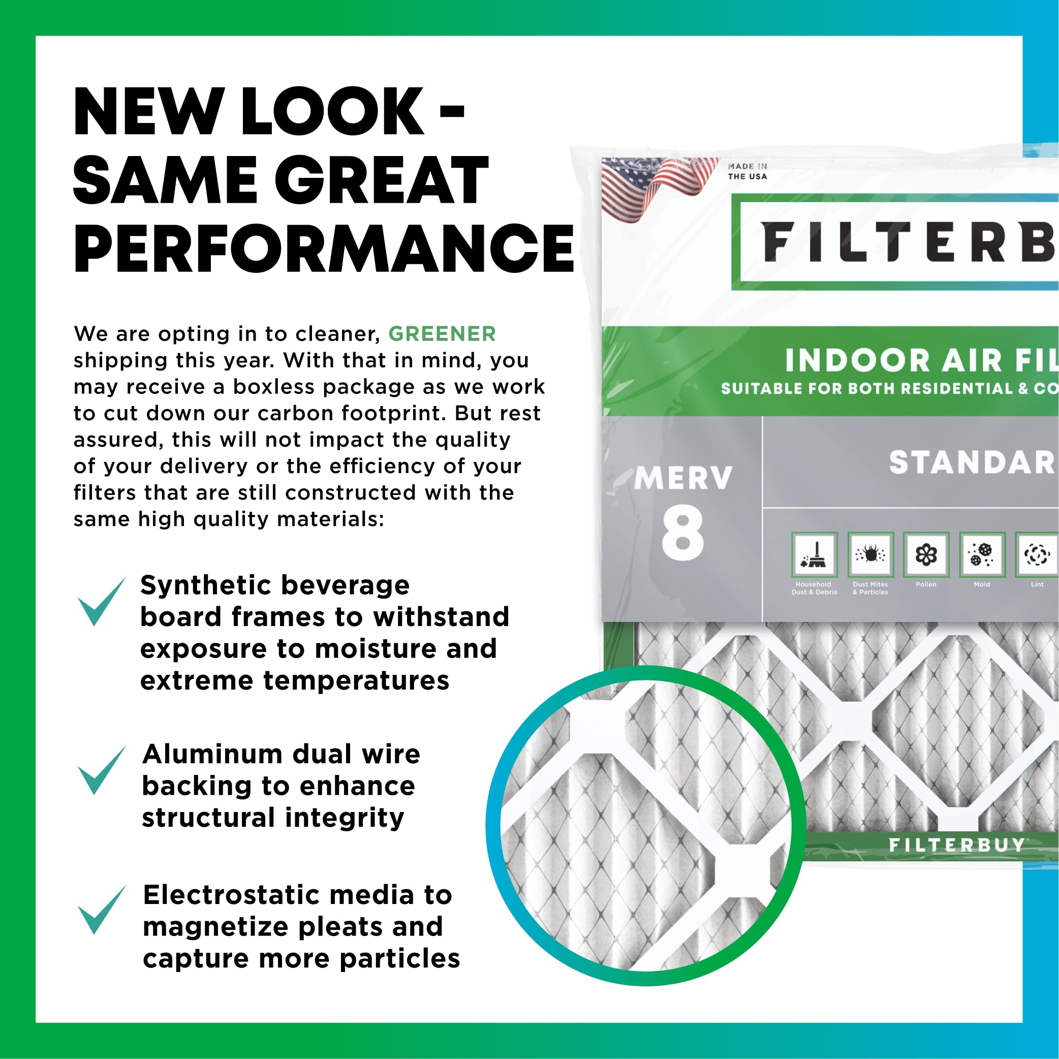 Filterbuy 12x12x1 Air Filter MERV 8 Essential Dust & Allergy Defense (4-Pack), Electrostatic Pleated HVAC AC Furnace Filters Replacement, Made in USA (Actual Size: 11.75 x 11.75 x 0.75)