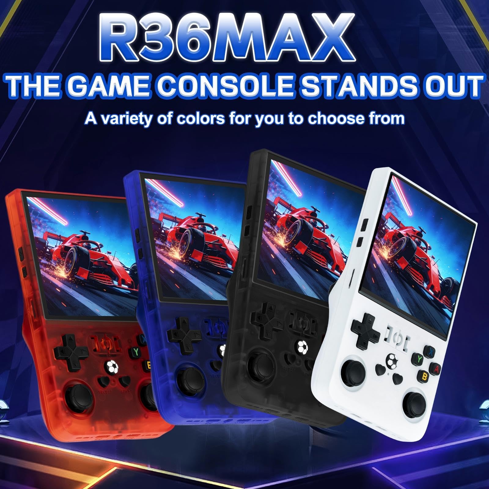 Rhesusco R36MAX Handheld Game Console - Support 22000+Classic Games,128G TF Card,Portable Console with 4.0-Inch Screen,Open Source System,4000mAh Battery,Birthday Gift for Adult or Partner - White
