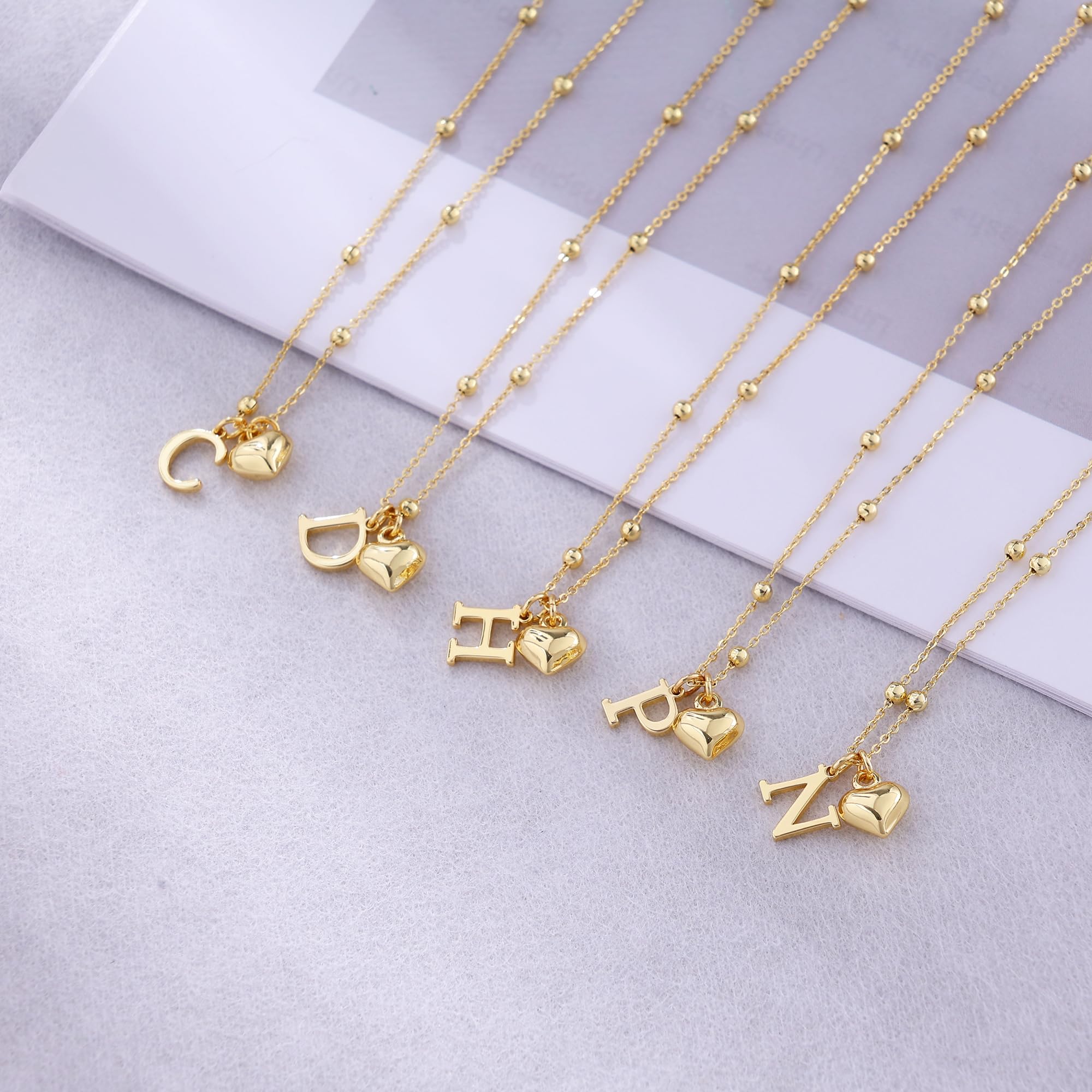 SELSHELetter Necklace for Women,Dainty Gold Initial Necklace 14K Gold Plated Cute Heart Initial Necklaces for Women Trendy Personalized Name Necklace Non Tarnish Gold Pendant Necklace Gold Jewelry