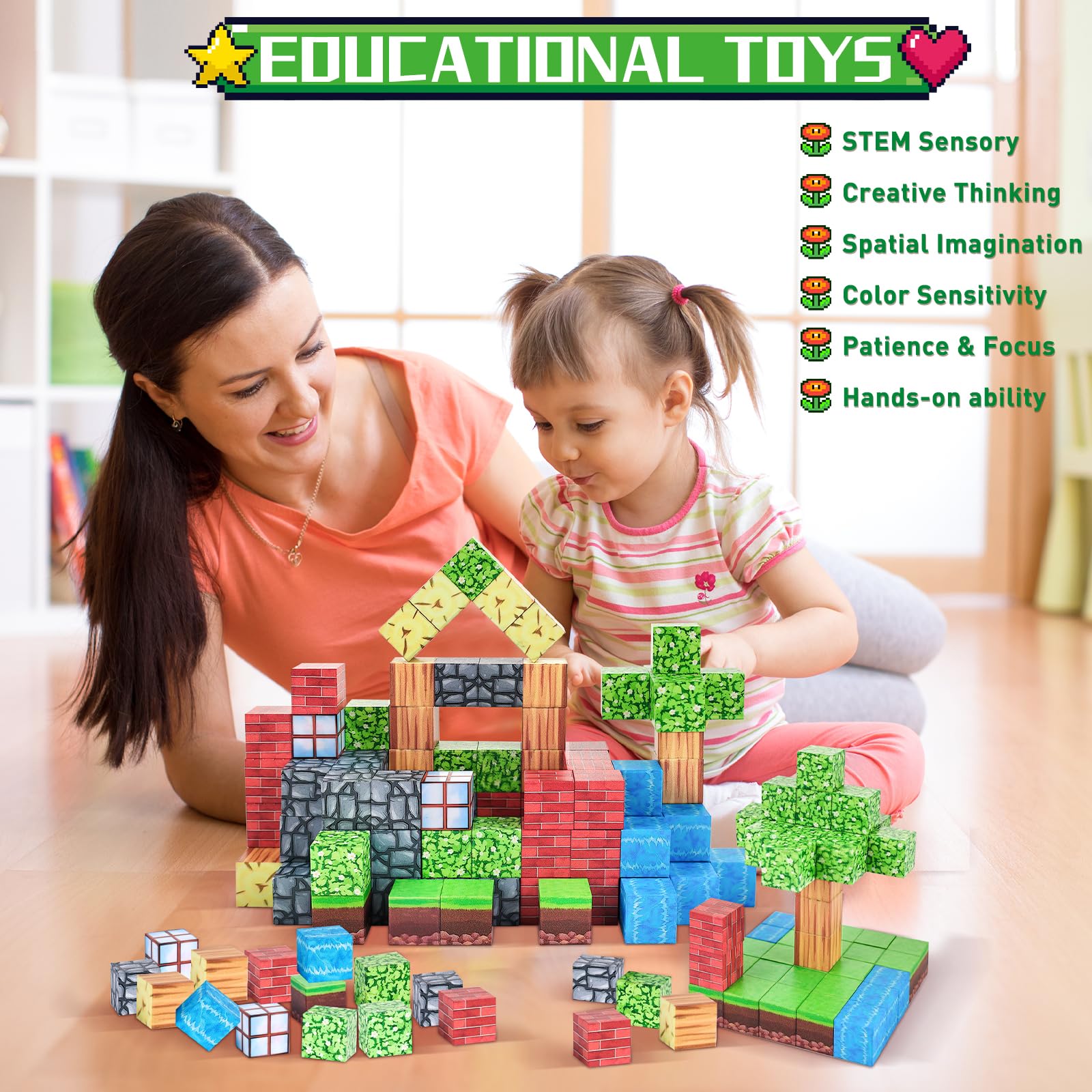 civan Magnetic Blocks, 63pcs Magnetic Building Blocks for Kids Boys Girls Age 3-4,5-8 9 10, Game Sensory STEM Constructions Toys, Stocking Stuffers Christmas Birthday Gifts