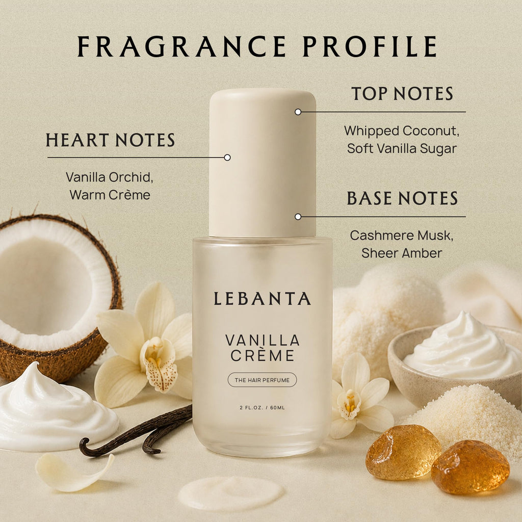 Lebanta Hair Perfume for Women - Odor Eliminator Oil Hair Spray & Body Mist Set - Travel Size Fresh Hair Mist Fragrance Hair Care Gift for Girls, Woman & Teen - 60mL (Vanilla Creme)
