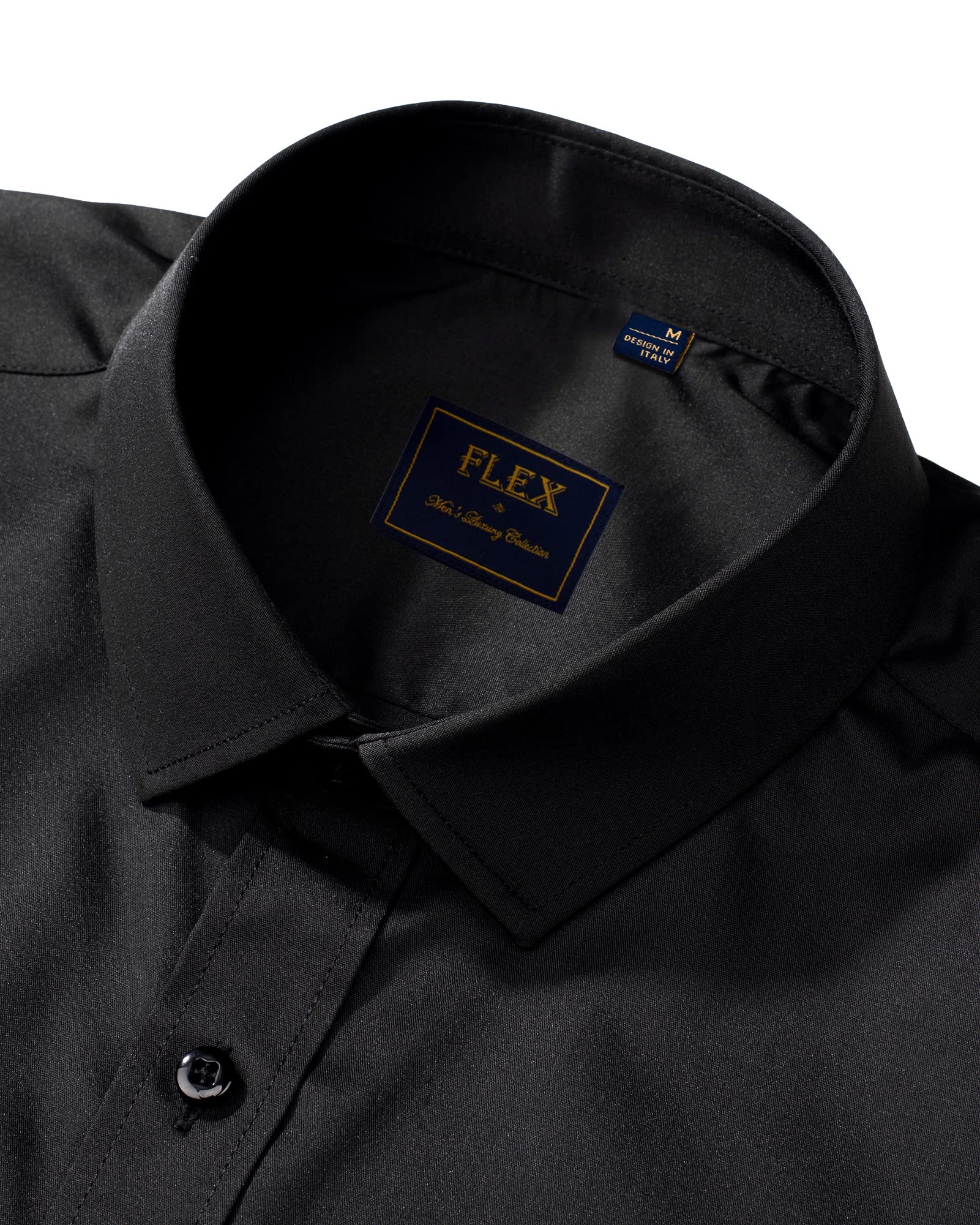 J.VER Men's Dress Shirts Solid Long Sleeve Stretch Wrinkle-Free Formal Shirt Business Casual Button Down Shirts Black XL
