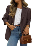 PRETTYGARDEN 2026 Blazers for Women Business Casual Long Sleeve Lapel Open Front Suit Jacket Work Blazer with Pockets (Coffee,Large)
