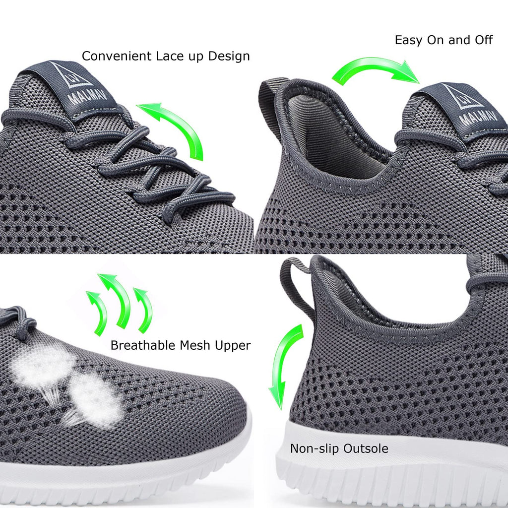 VAMJAM Men's Running Shoes Ultra Lightweight Breathable Walking Shoes Non Slip Athletic Fashion Sneakers Mesh Workout Casual Sports Shoes Grey Size 12