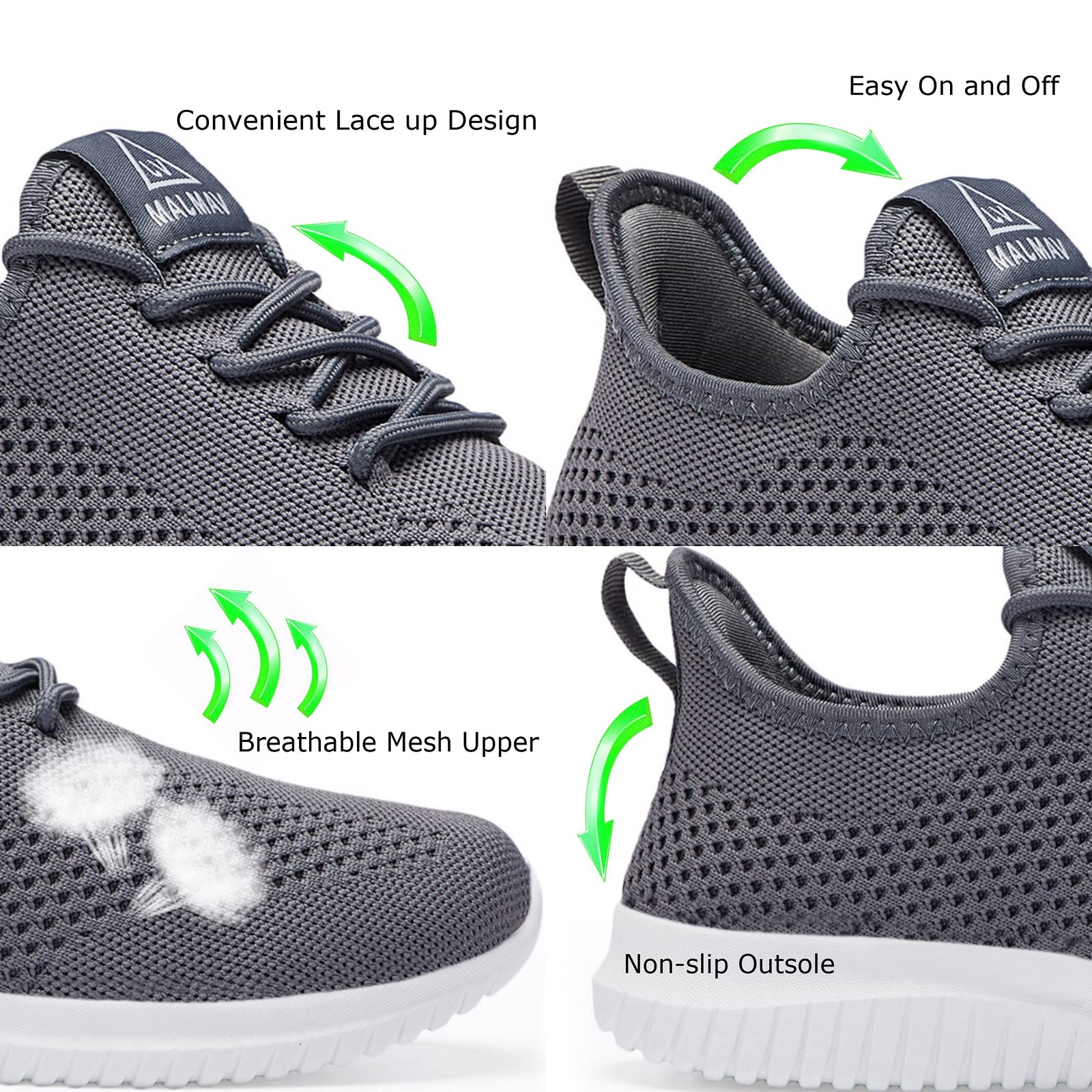VAMJAM Men's Running Shoes Ultra Lightweight Breathable Walking Shoes Non Slip Athletic Fashion Sneakers Mesh Workout Casual Sports Shoes Grey Size 12