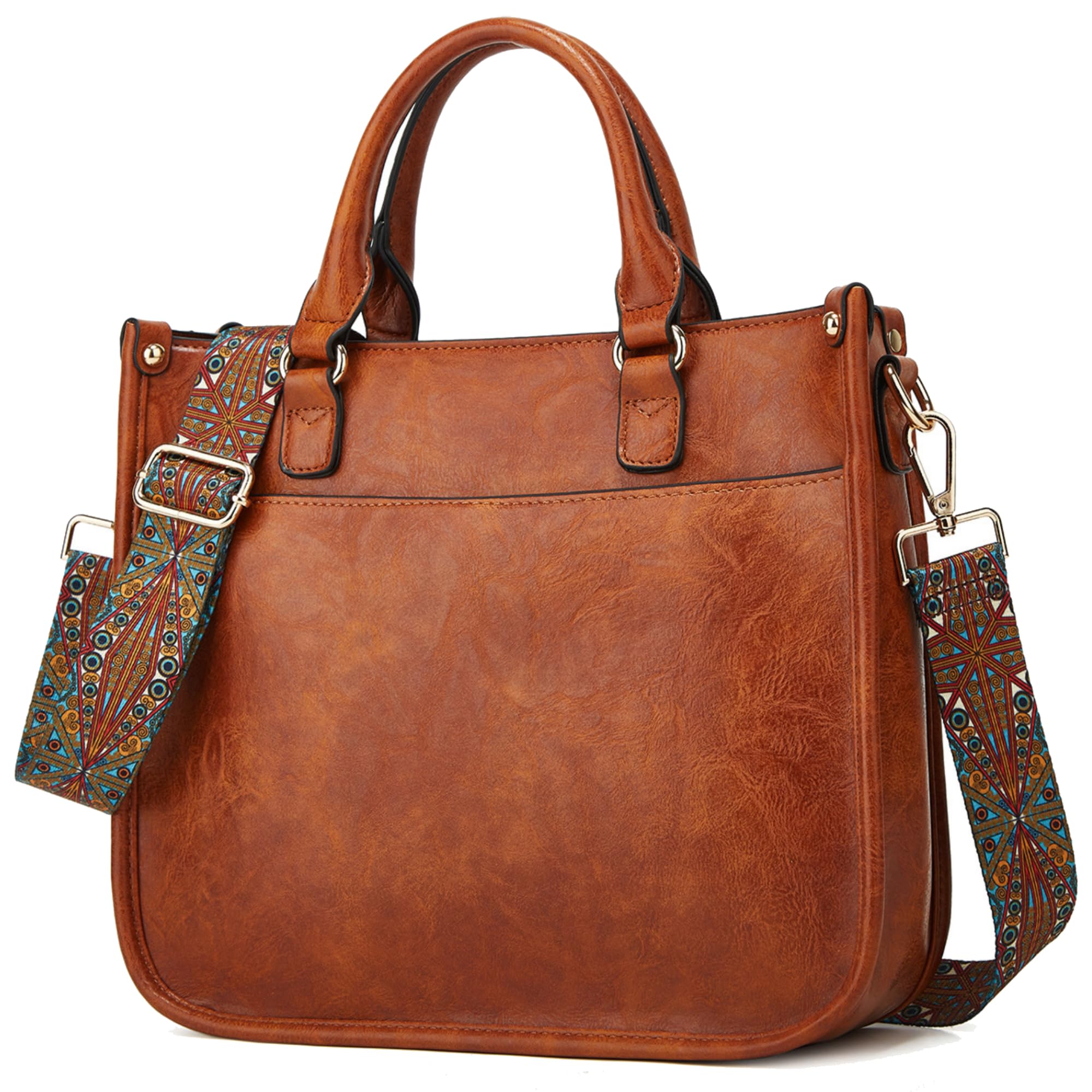 Crossbody Purses and Handbags for Women, Tote Shoulder Bag Satchel Purse and PU Leather Top Handle for Ladies (brown)